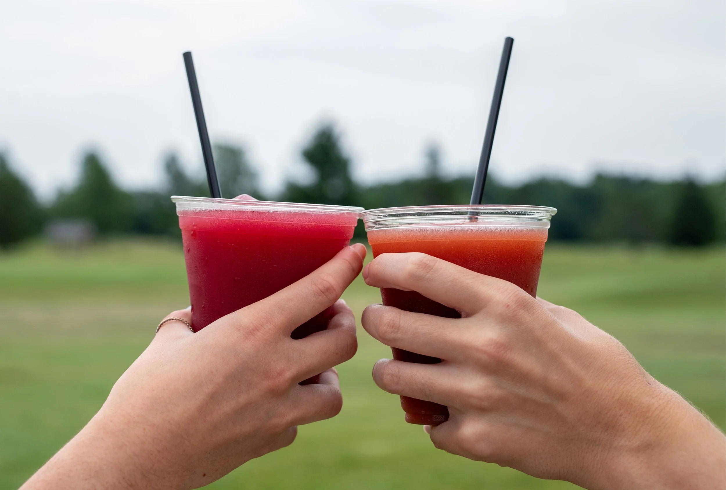 Toasting with wine slushies