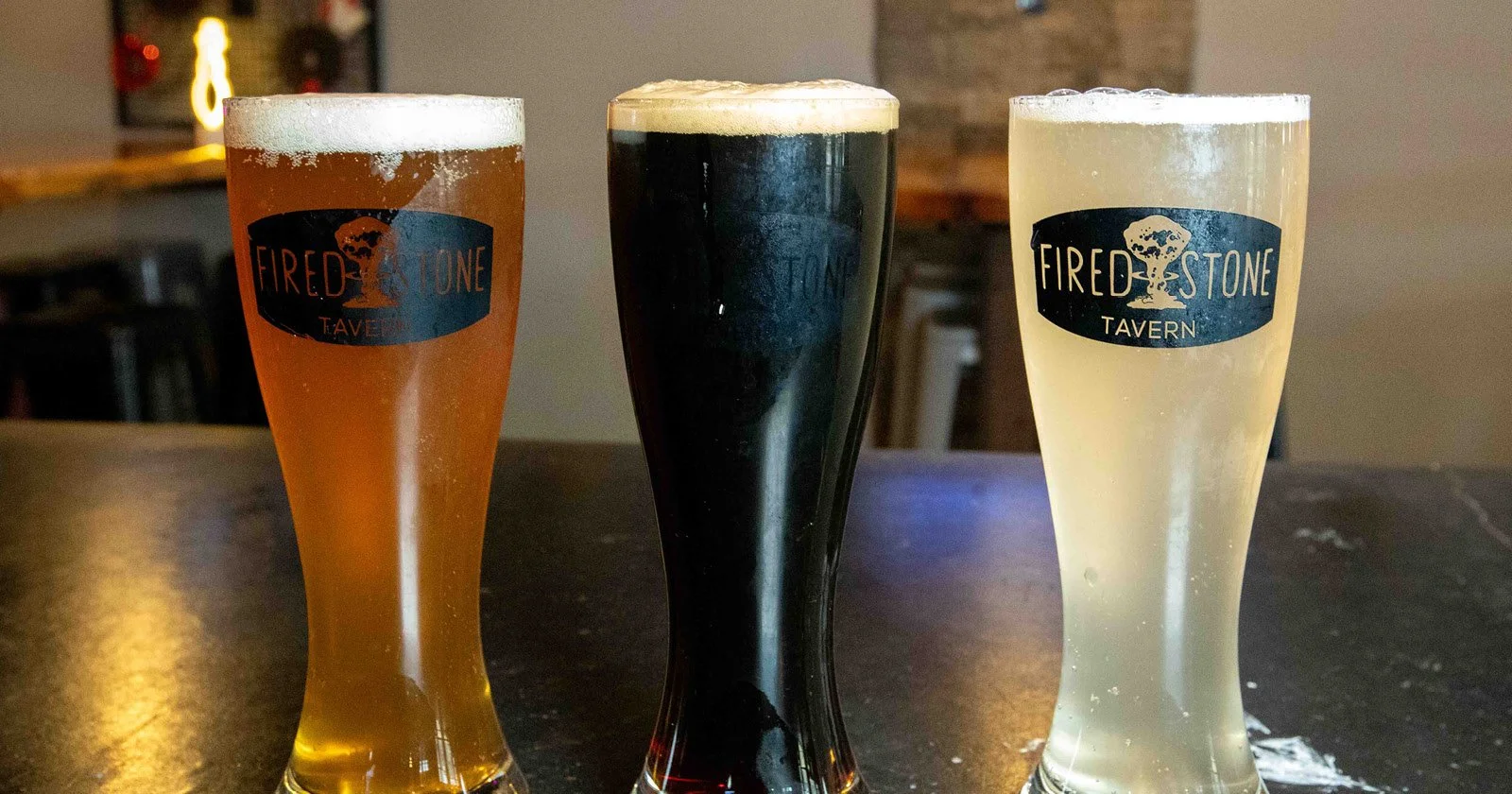Pints of beer from Fired Stone Tavern