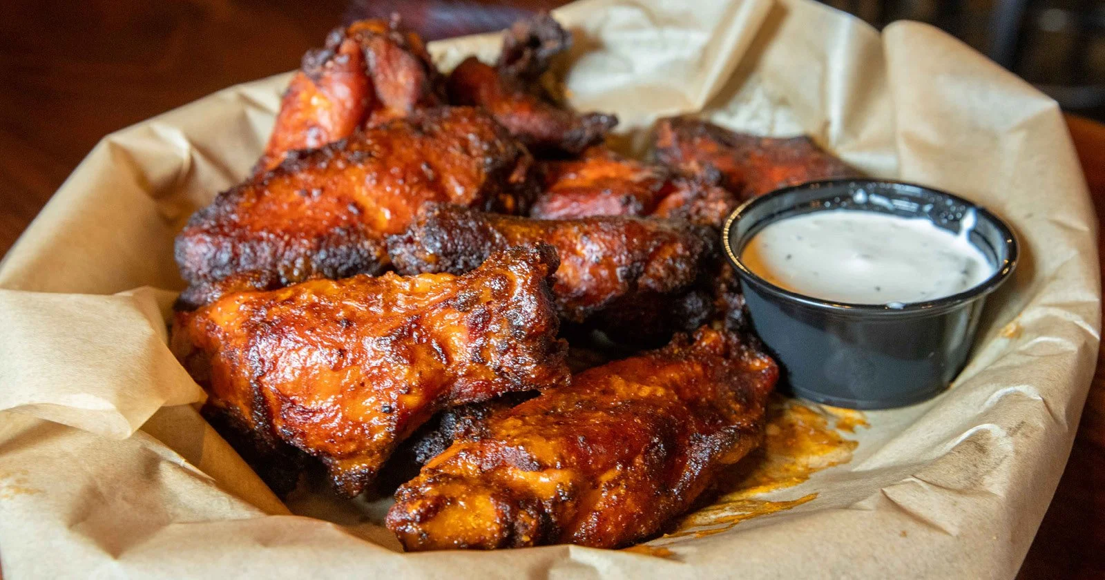 Hot wings with a side of blue cheese