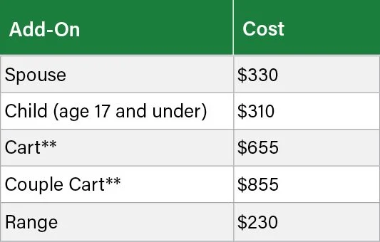 Eagle Rock Golf Club Membership Add-On Options