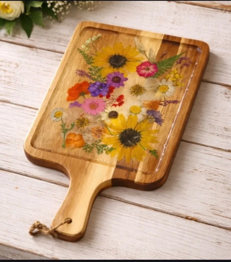 Pressed Flower Charcuterie Board