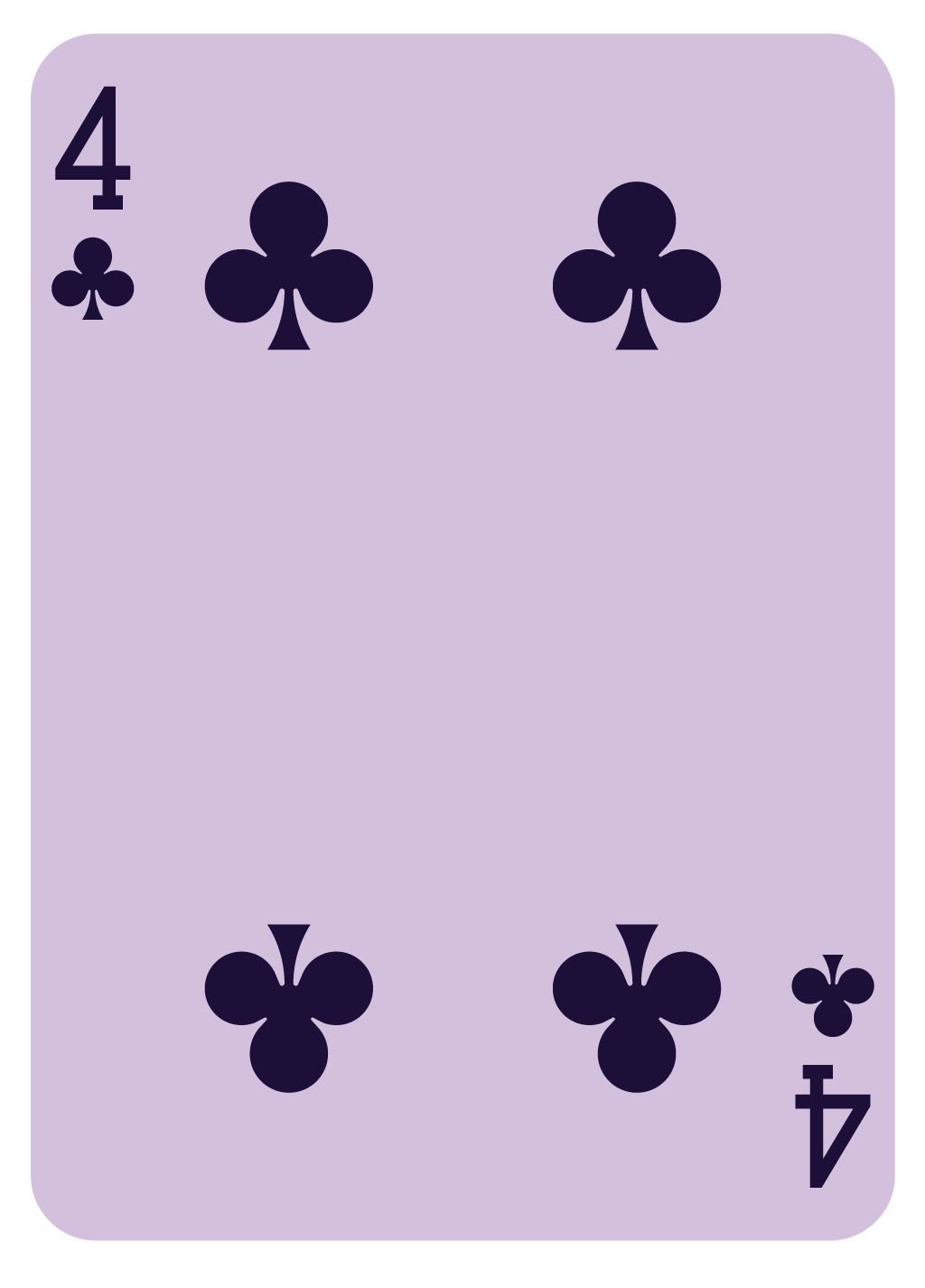 Number Card | Face Up - 4 of Clubs | #4