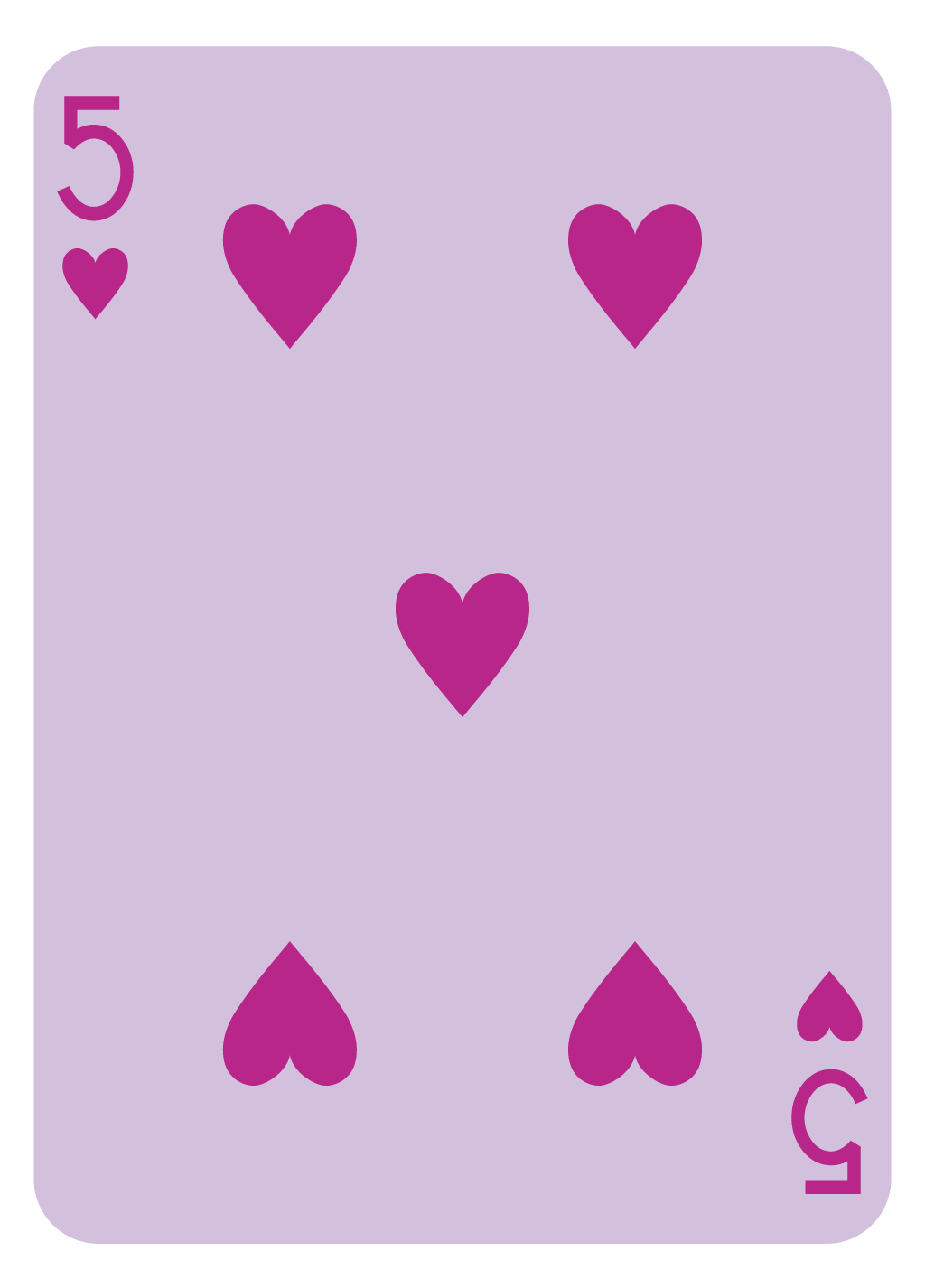 Number Card | Face Up - 5 of Hearts | #27