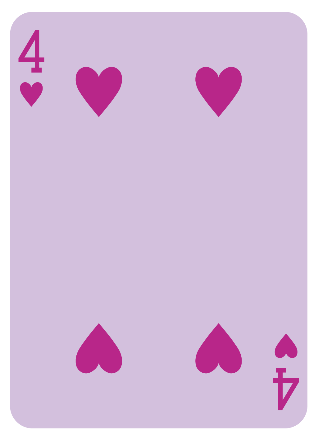 Number Card | Face Up - 4 of Hearts | #10