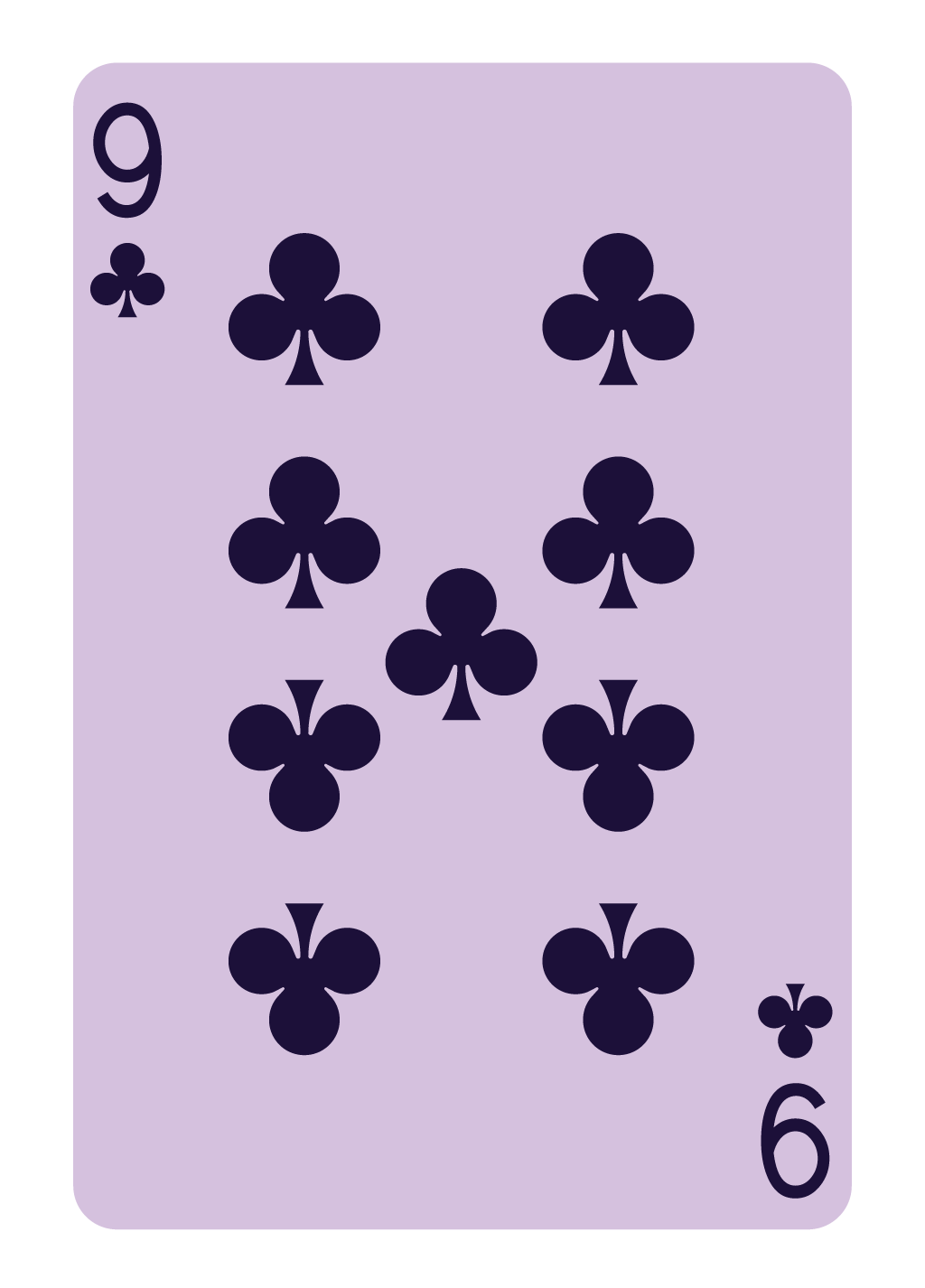 Number Card | Face Up - 9 of Clubs | #18