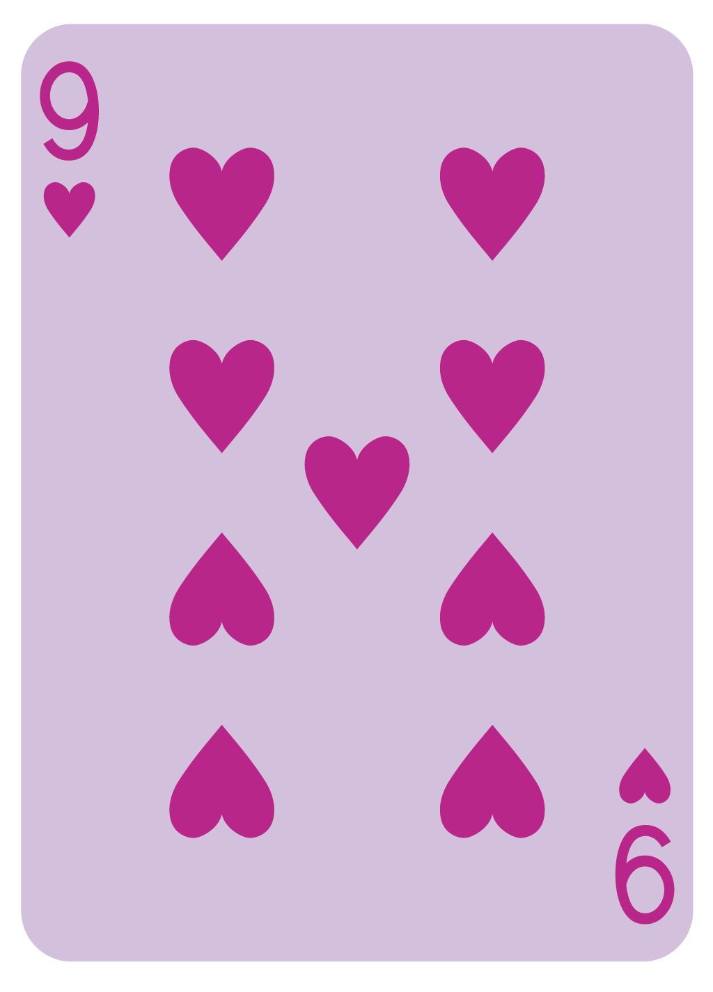 Number Card | Face Up - 9 of Hearts | #11