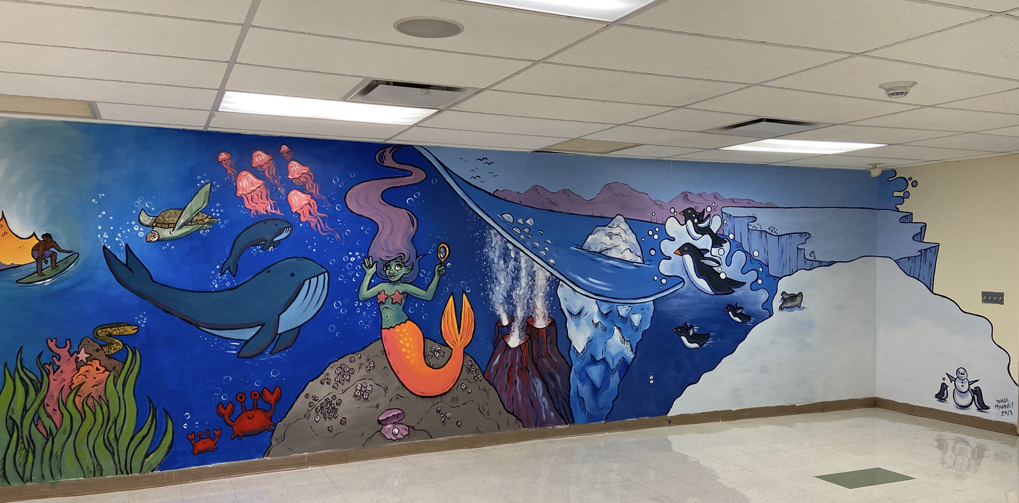 Highland Elementary School cafeteria mural, 2021