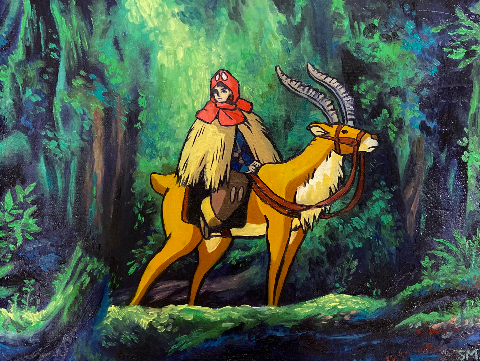 "Ashitaka from Princess Mononoke", oil on canvas, 2022