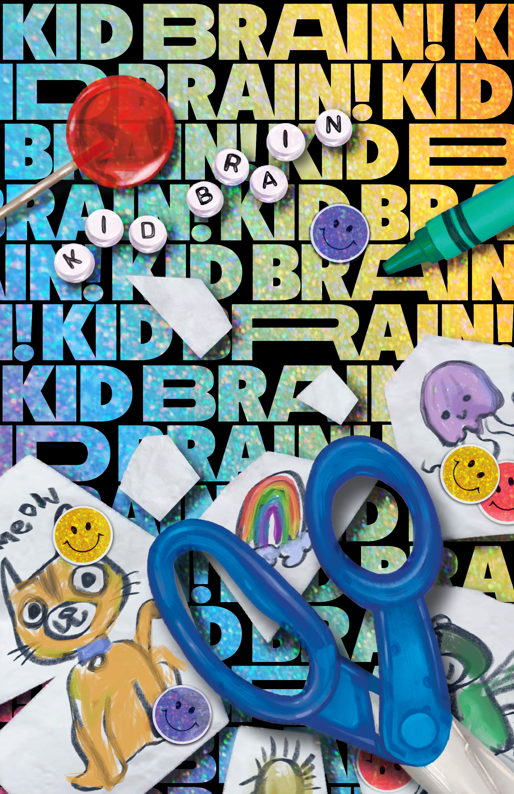 "Kid Brain" zine cover, Procreate, Illustrator, Photoshop, 2024