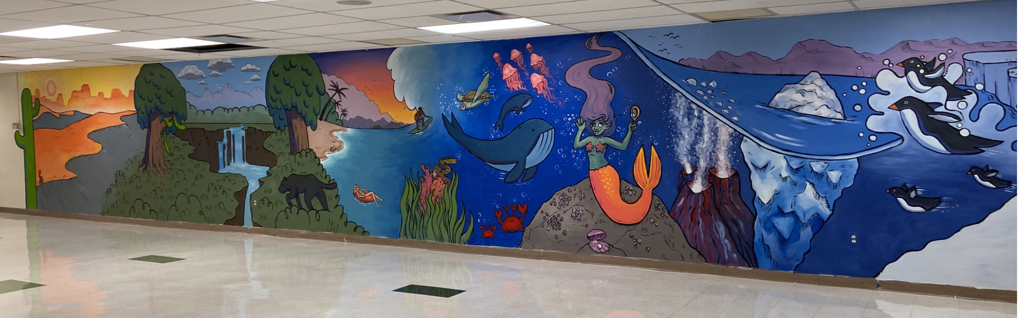 Highland Elementary School cafeteria mural, 2021
