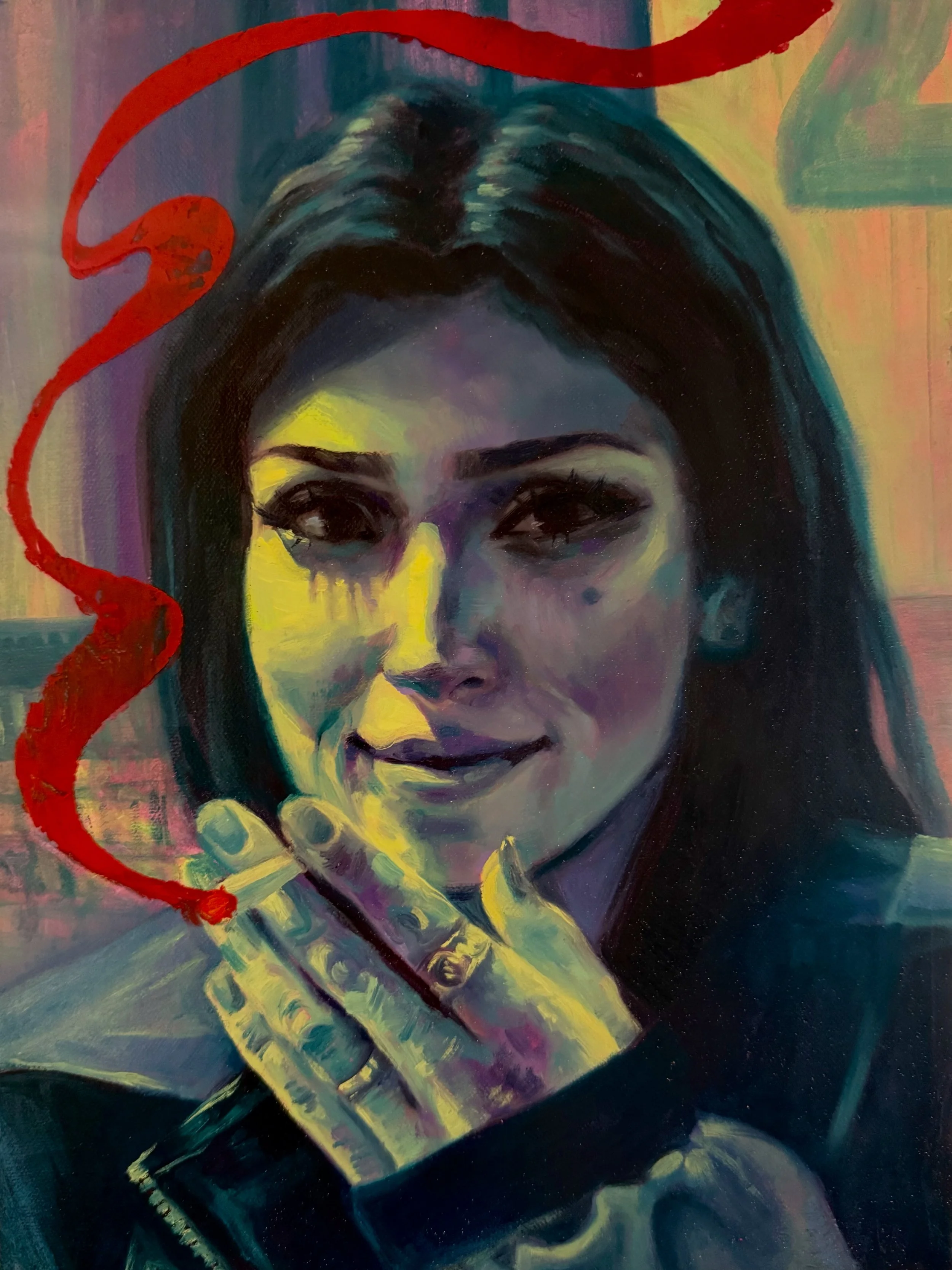 "No Smoking!", oil on canvas, 12x9in, 2025