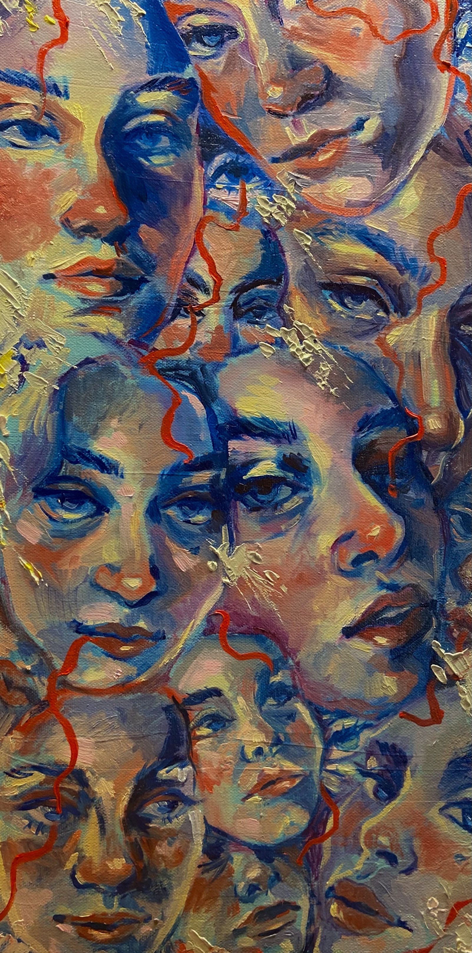 "Faces", oil on canvas, 16x8in, 2022