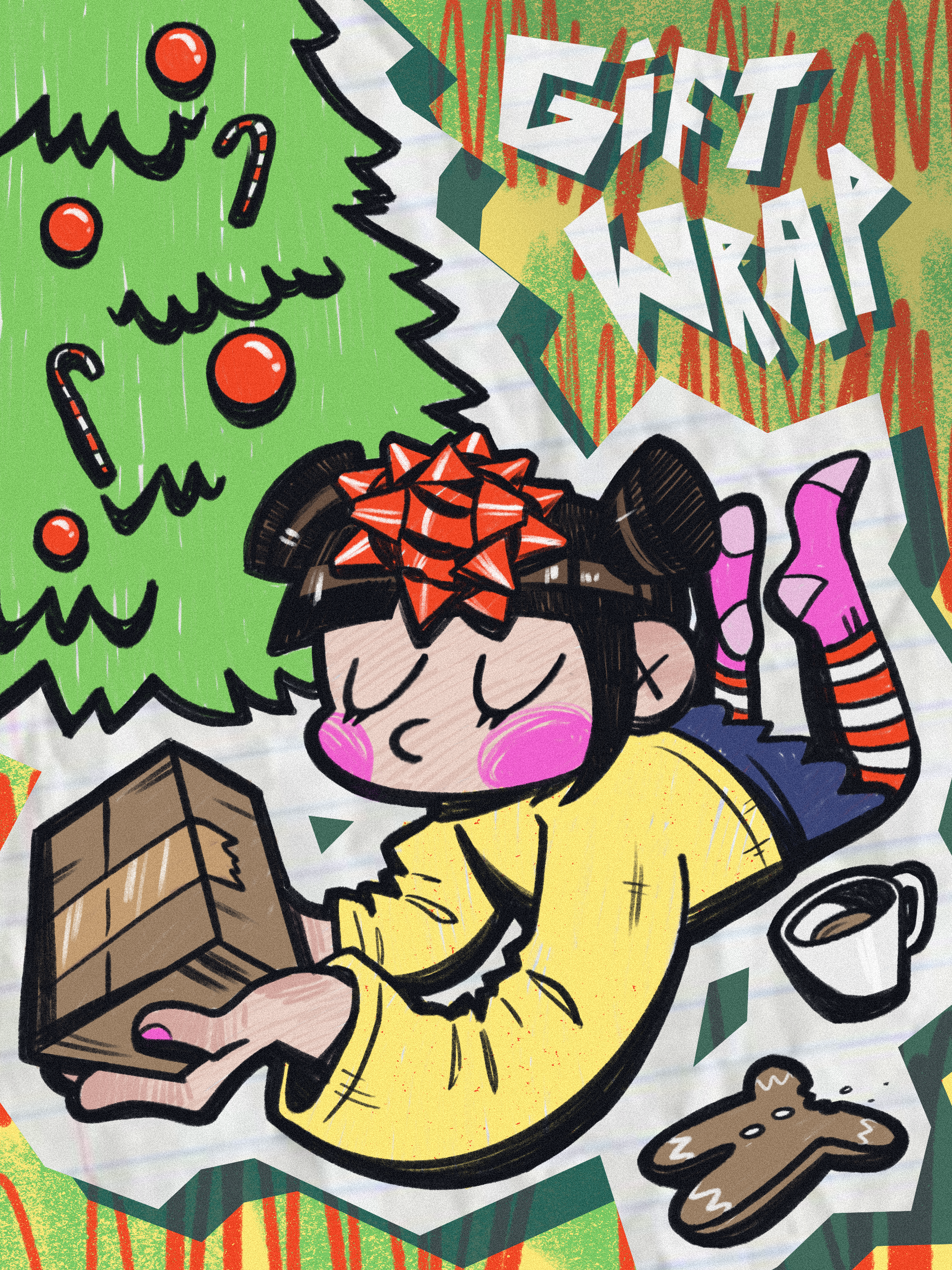 "Gift Wrap" label for fragrance house, Procreate, 2026