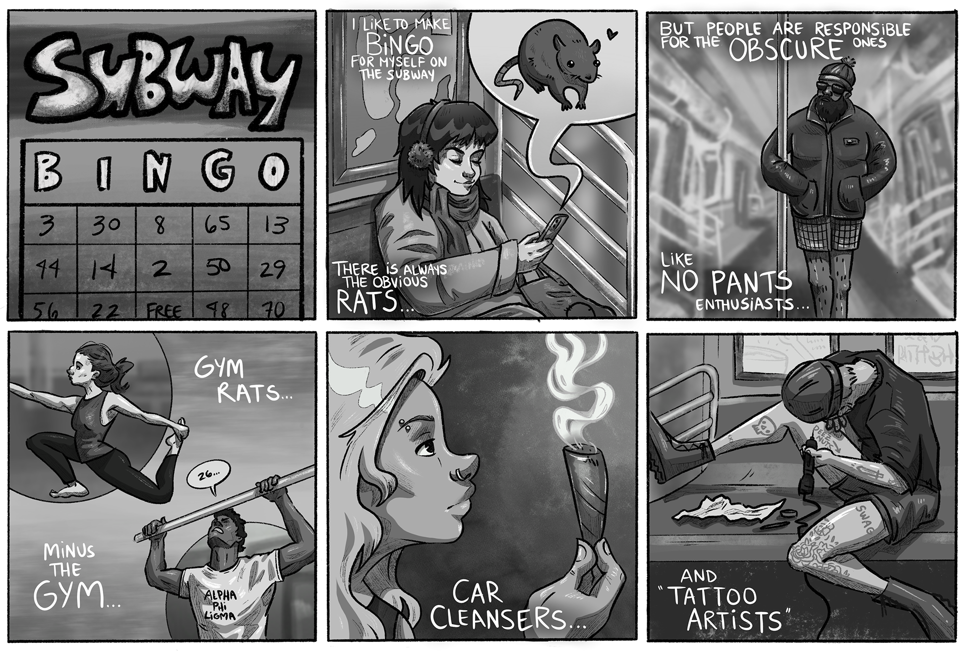"Subway Bingo", Procreate, 2023