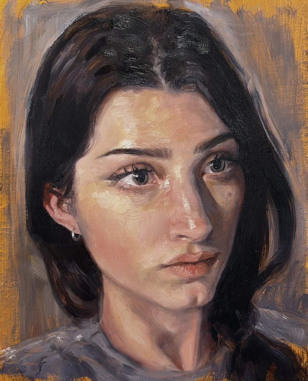 self portrait study, oil on wood panel, 10x8in, 2026