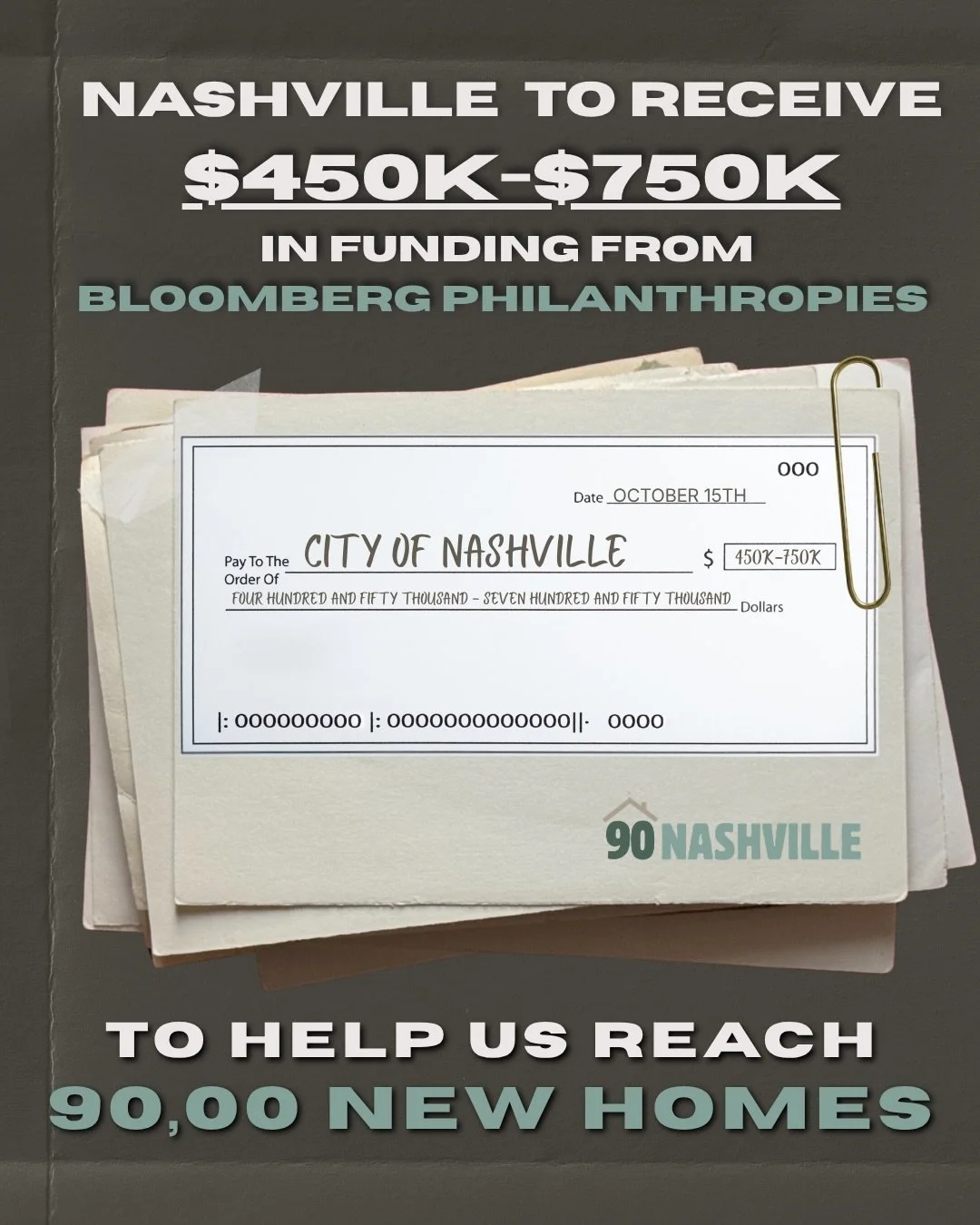 Nashville is THRILLED to be receiving this funding award to implement tried and tested solutions for the lack of affordable housing supply in our city! @bloombergdotorg Will be granting our city and Chattanooga $450k-$750k to replicate one of the thr