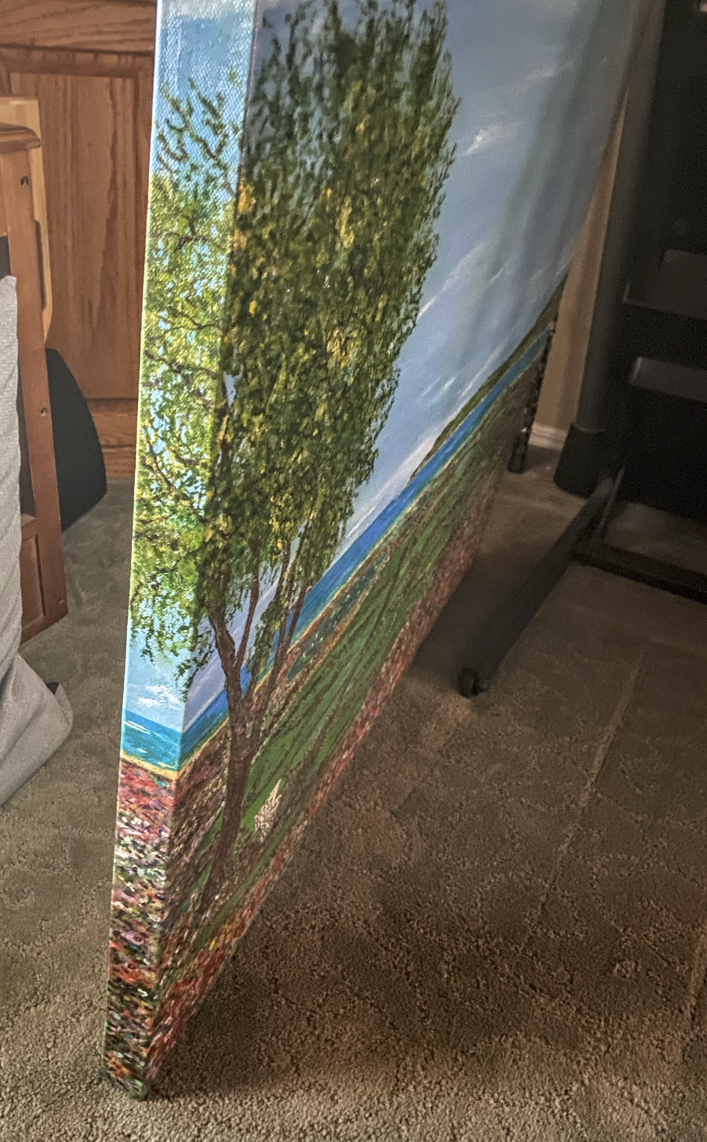 "Toilet By The Sea" is an example of a Gallery Canvas. It is deeper in size and has painted sides -- great for displaying with or without a frame.