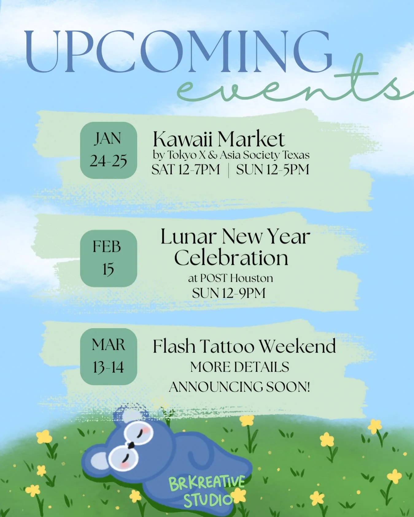 Starting off 2026 with some events! *ੈ✩‧₊˚

Big thanks to everyone that participated in the poll for my Flash Tattoo Weekend. I will be having more details released as February rolls around. Hope everyone is looking forward to it! 

In the meantime, 