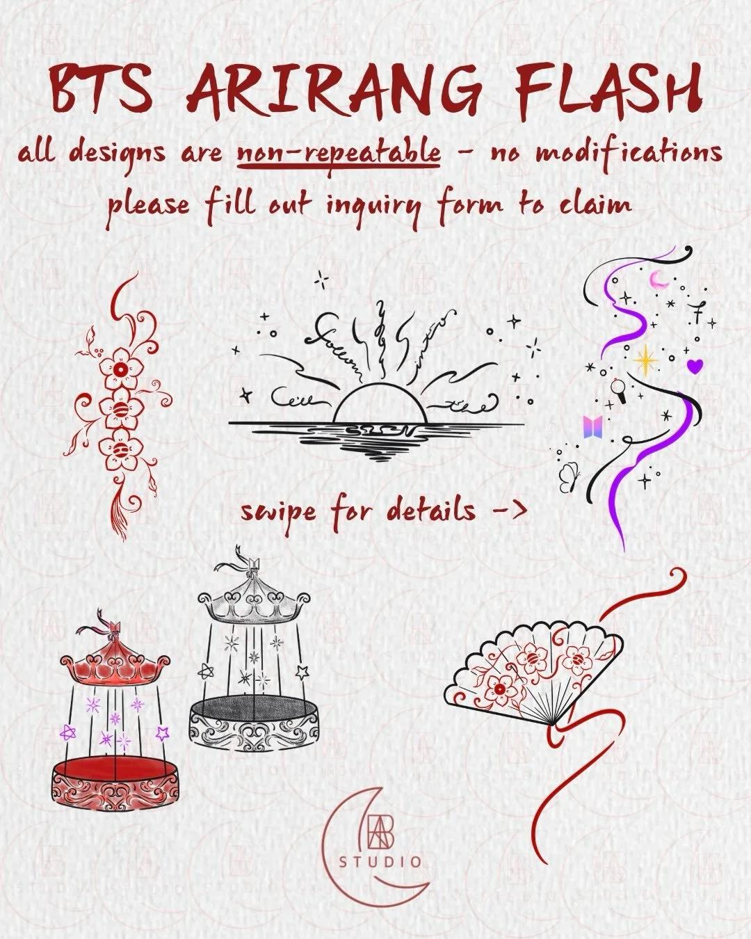 ARIRANG FLASH 🪭💜

Coping through my PCD by making these designs inspired by the songs off the album 🥹 
Also maybe wanting to go to another stop if my schedule allows it 😭 hope y&rsquo;all love these designs as much as I do!!! 

❕❗️ all designs ar