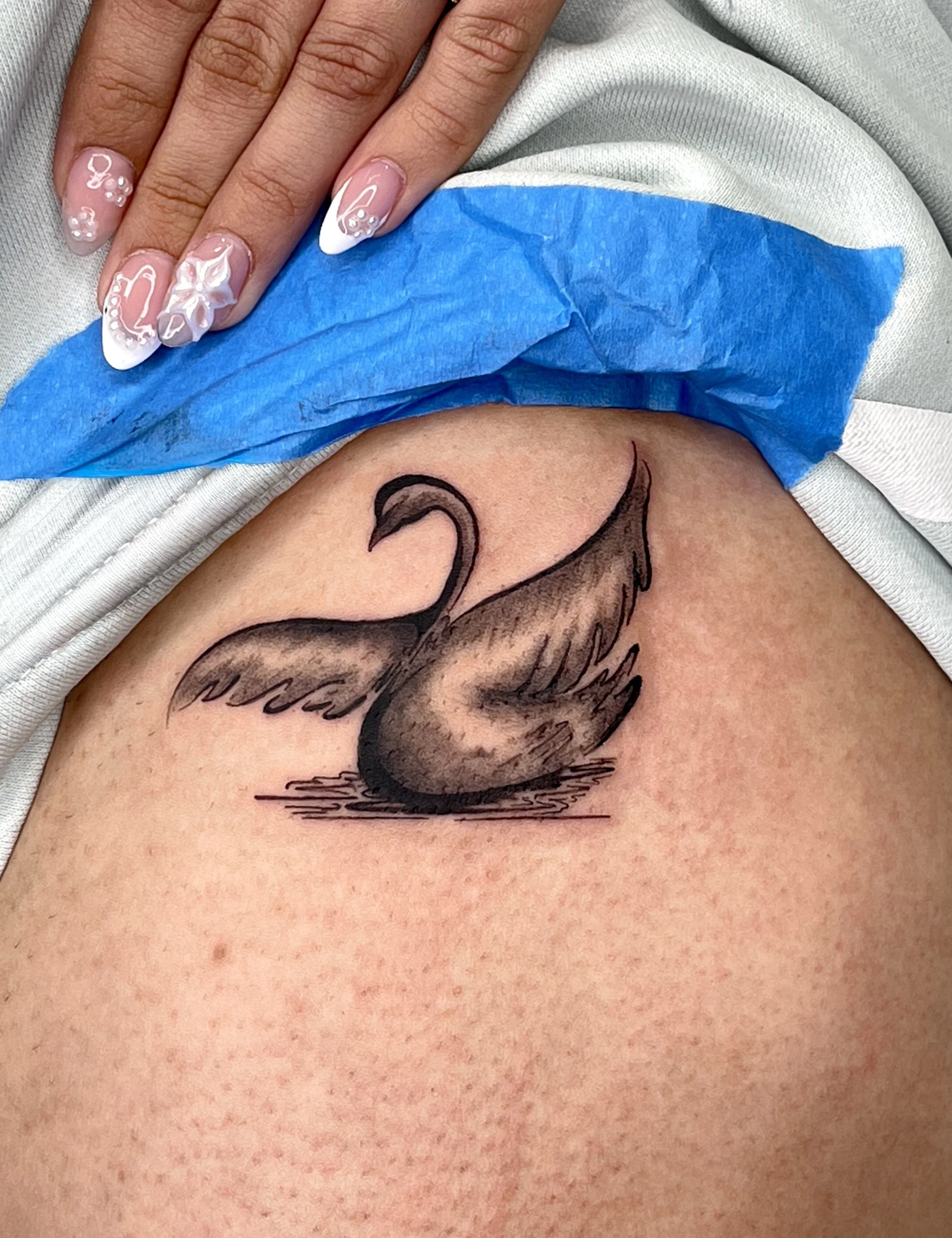 black + grey whimsical swan 
