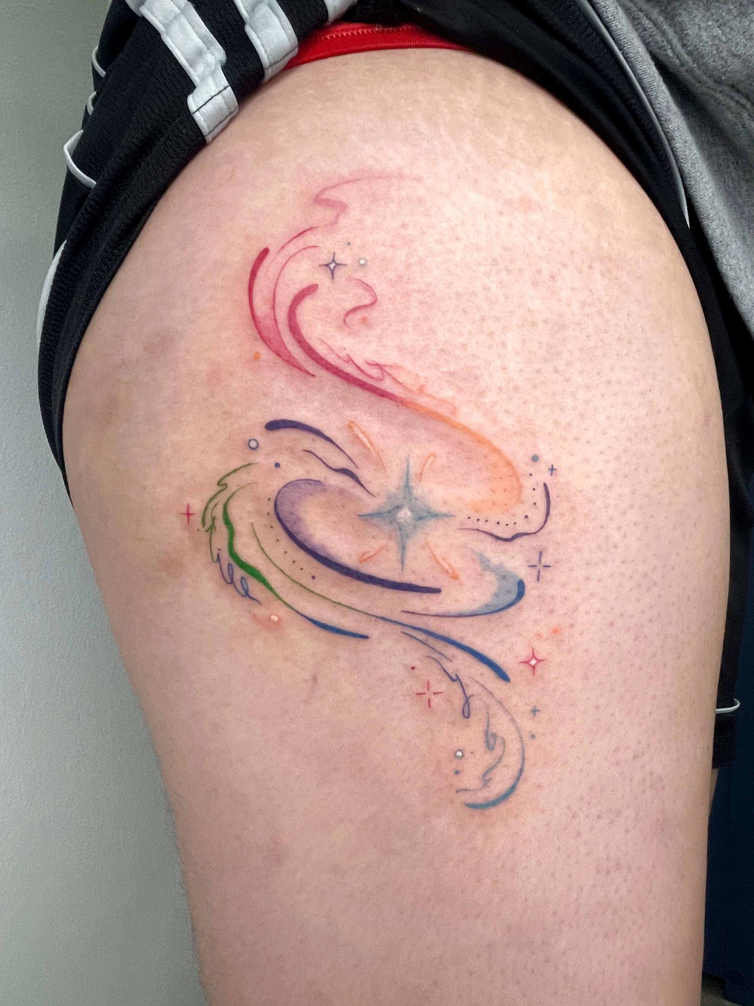 Whimsical colored linework swirling around a star with the text "it's still you" incorporated as some of the lines