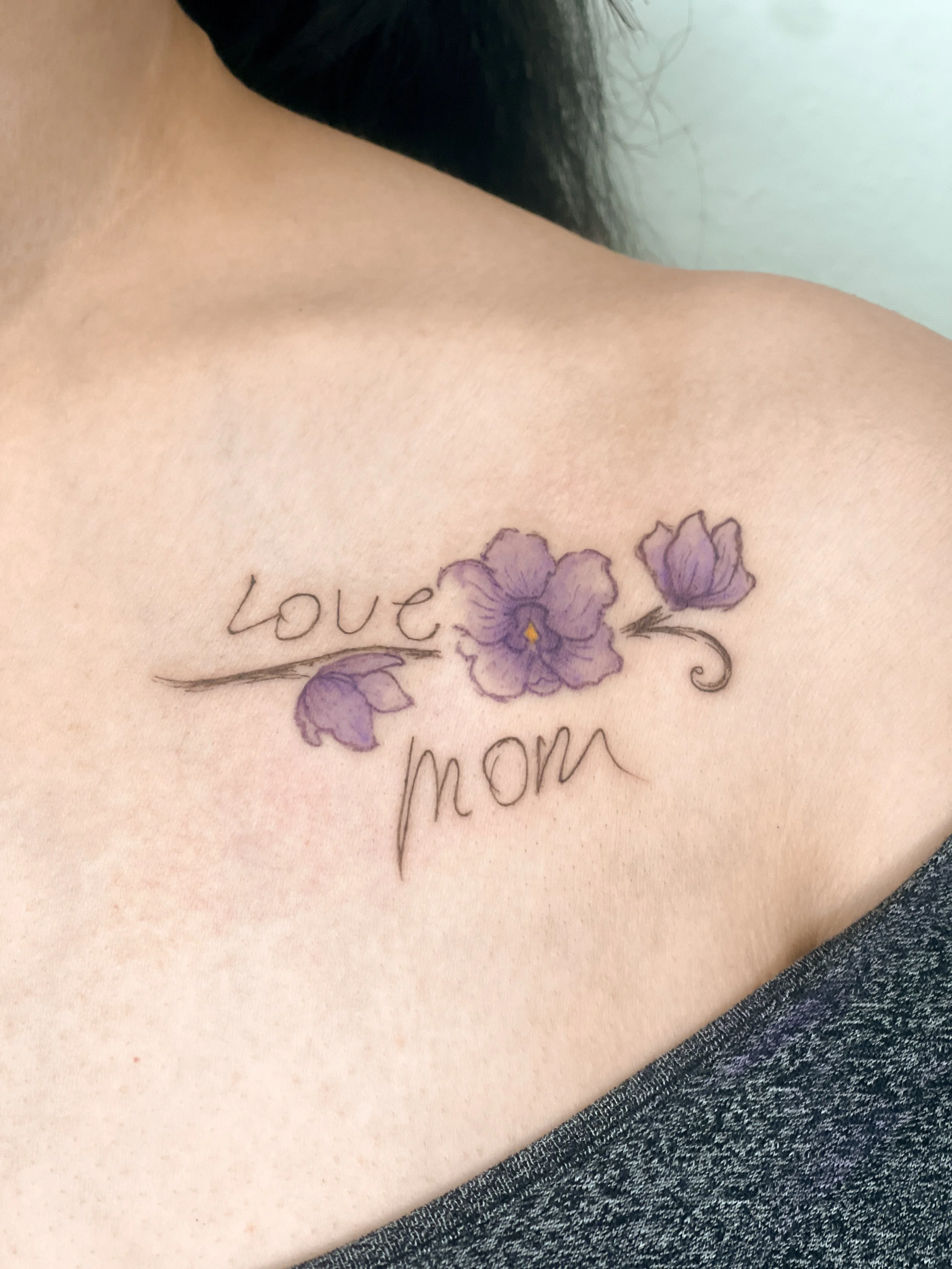 Client's mom's handwriting + her favorite flowers
