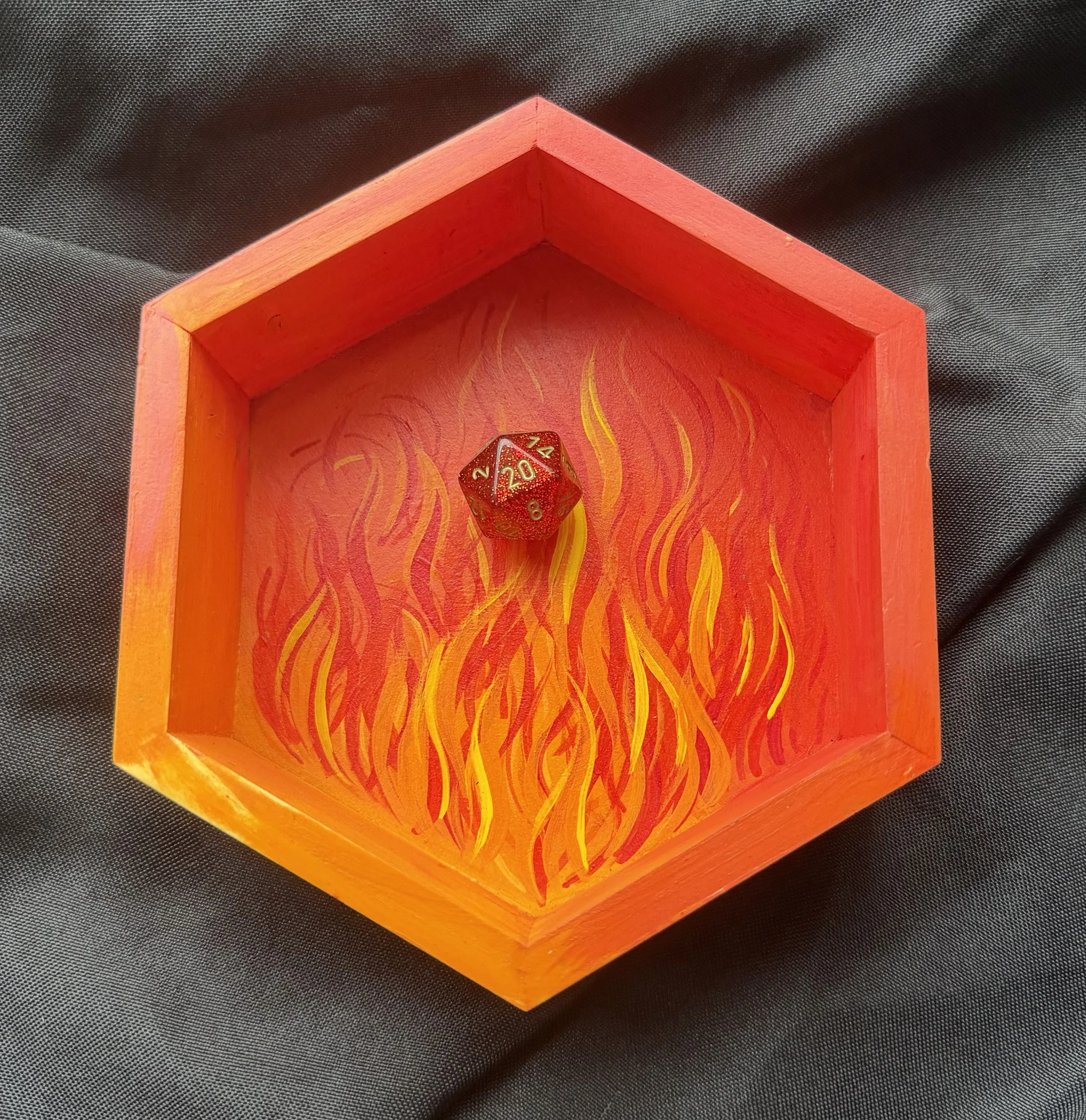 Blazing Inferno - Small Hexagon Dice Rolling Tray