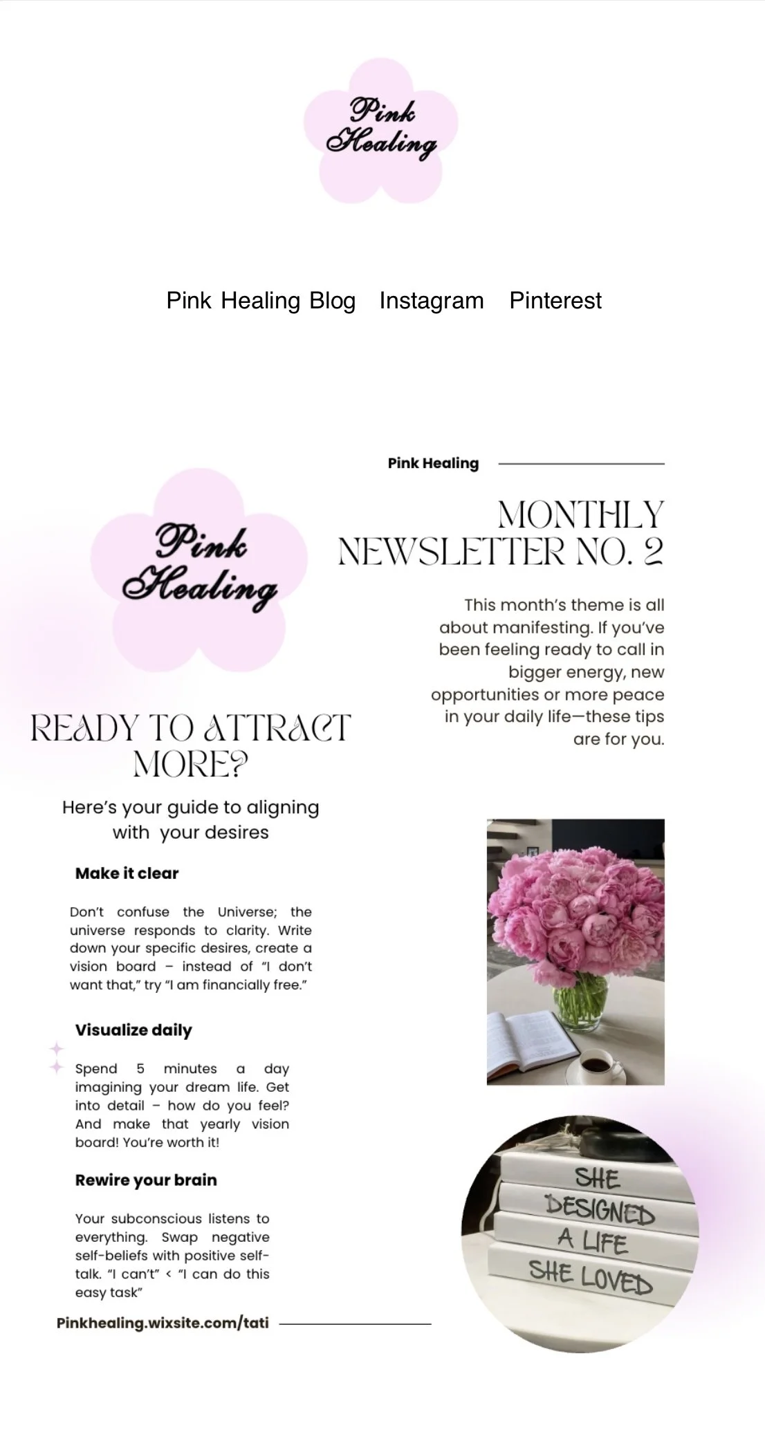 Email Format Pink Healing Monthly Newsletter No. 2