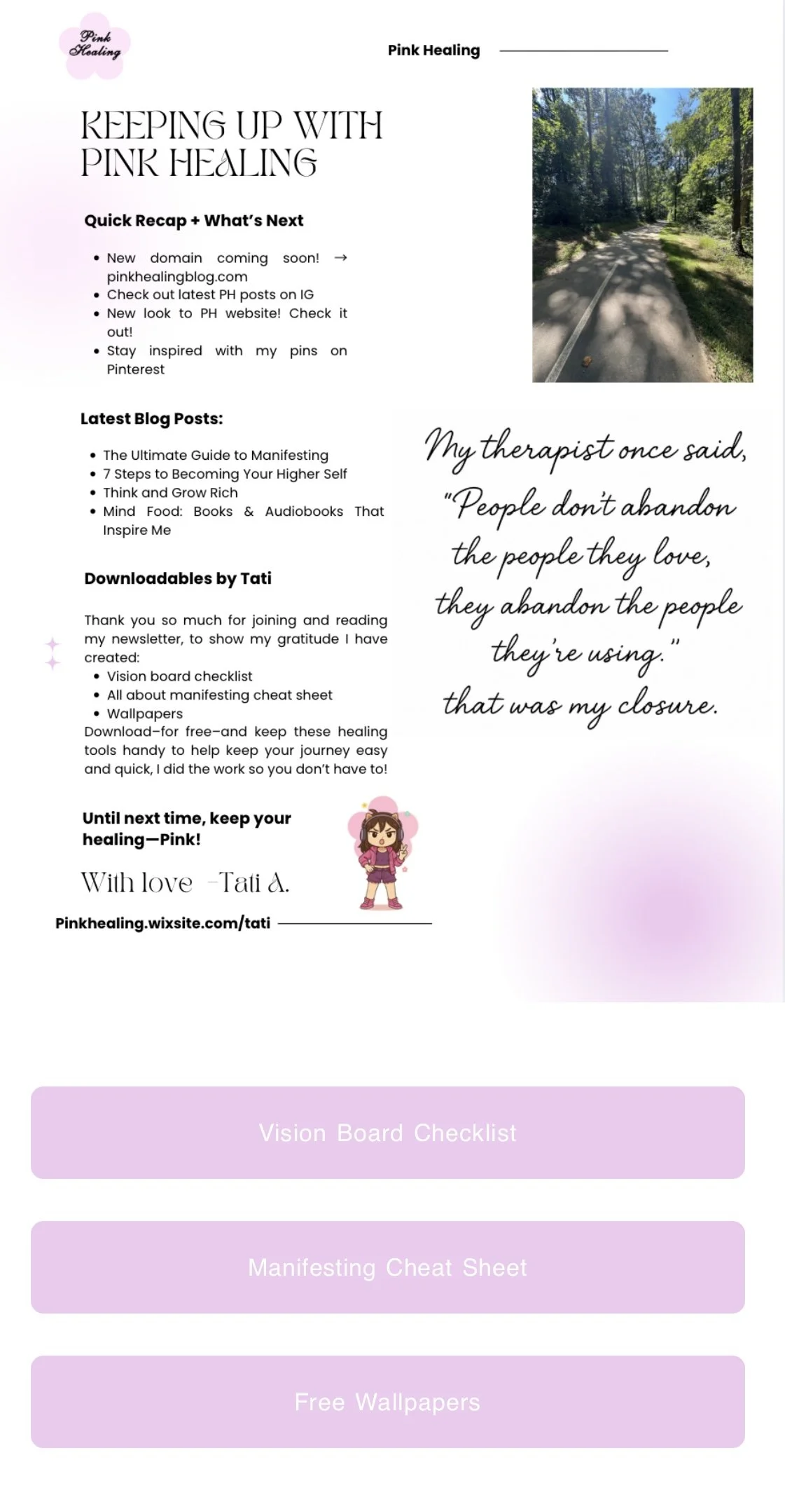 Email Format Pink Healing Monthly Newsletter No. 2