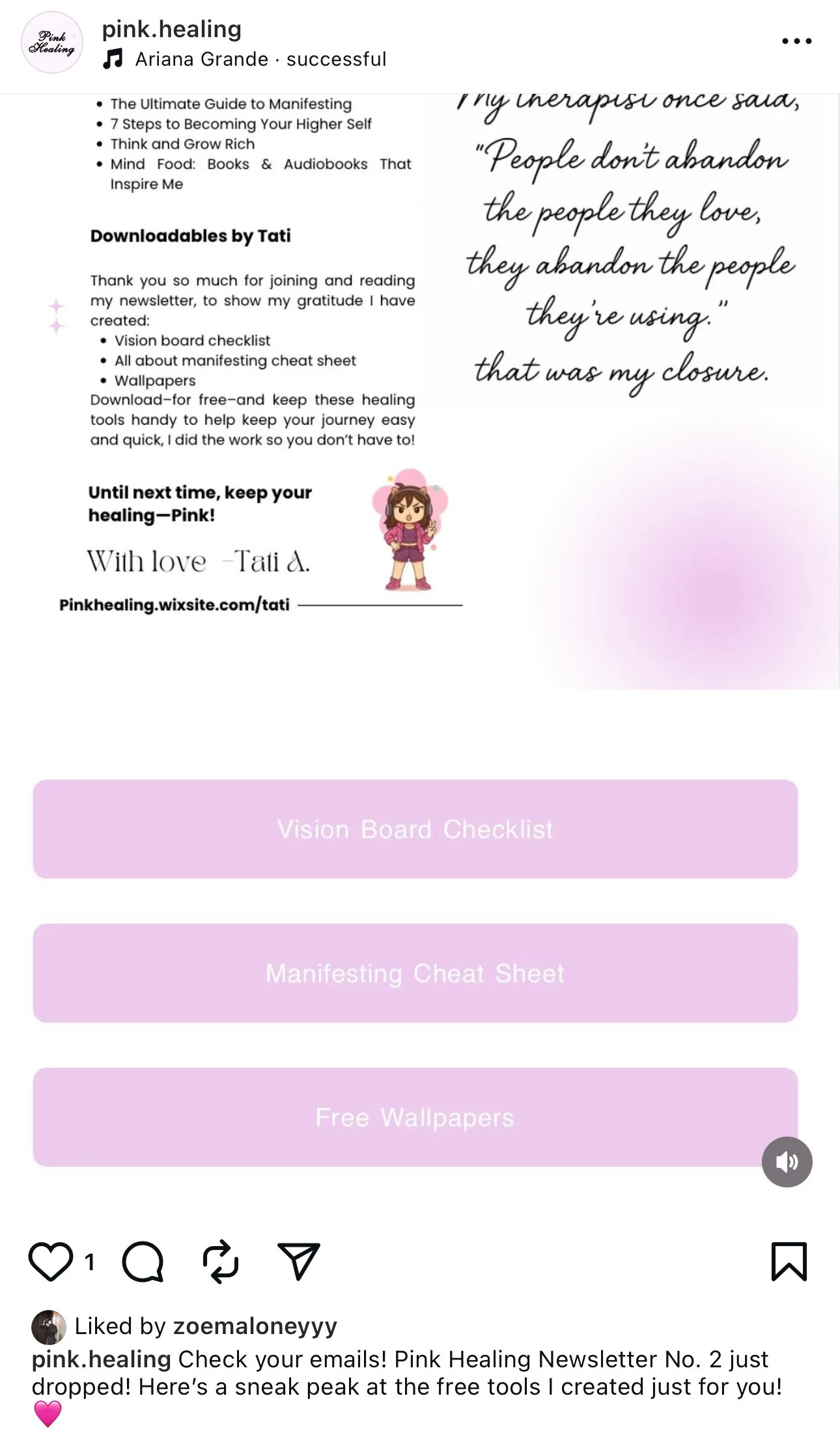 Instagram Format Pink Healing Post