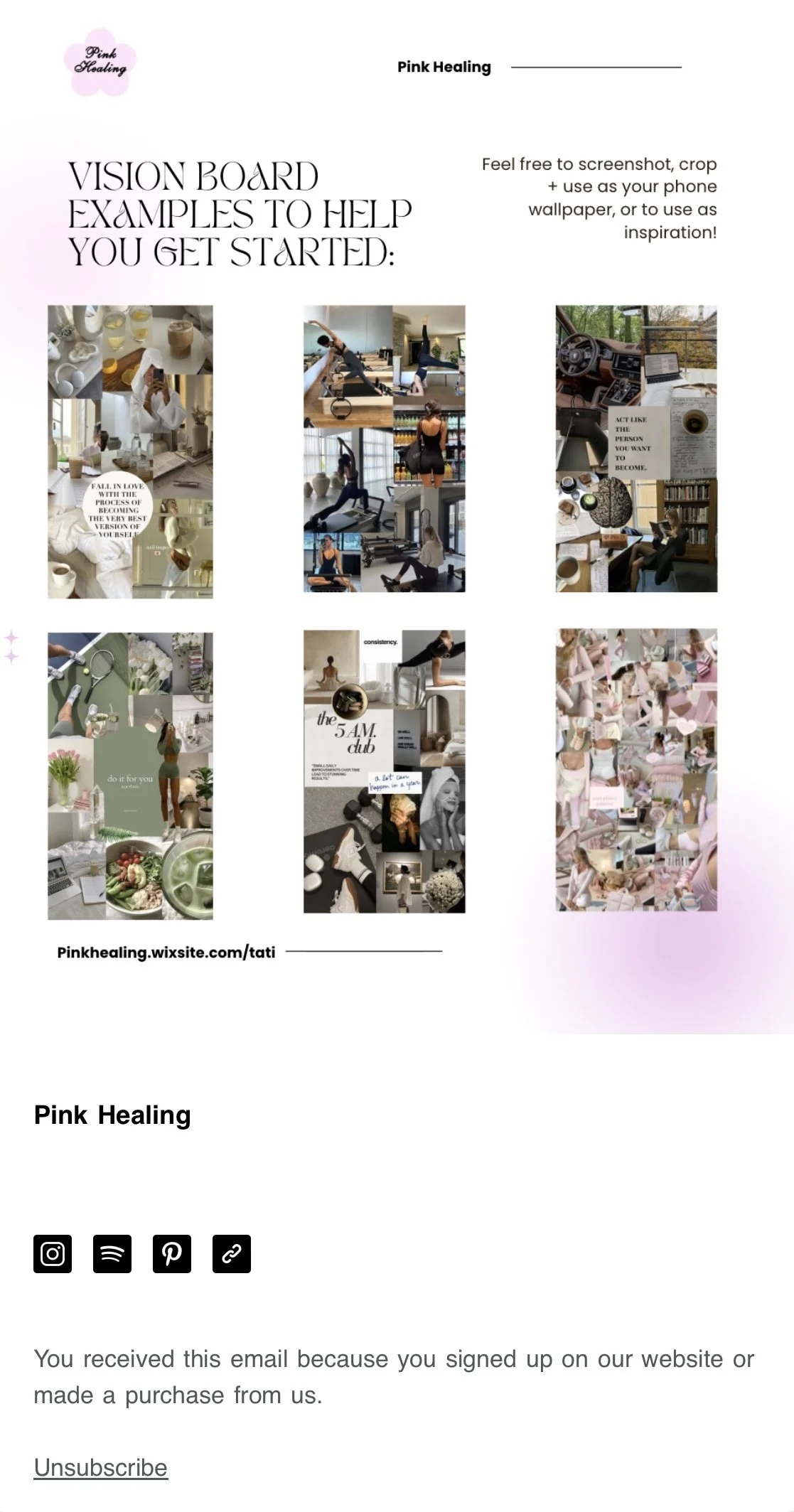Email Format Pink Healing Monthly Newsletter No. 2