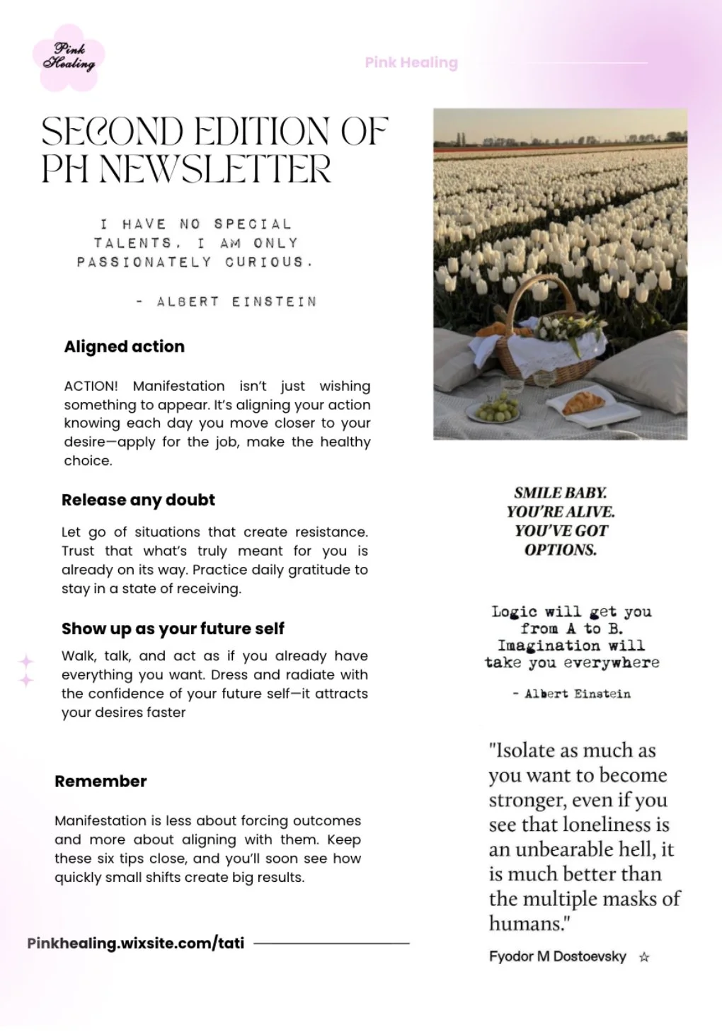 Email Format Pink Healing Monthly Newsletter No. 2