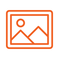 Icon of a landscape with a mountain, a sun, and a rectangle outline