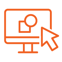 Outline of a computer monitor displaying a user profile icon and a cursor arrow pointing at it