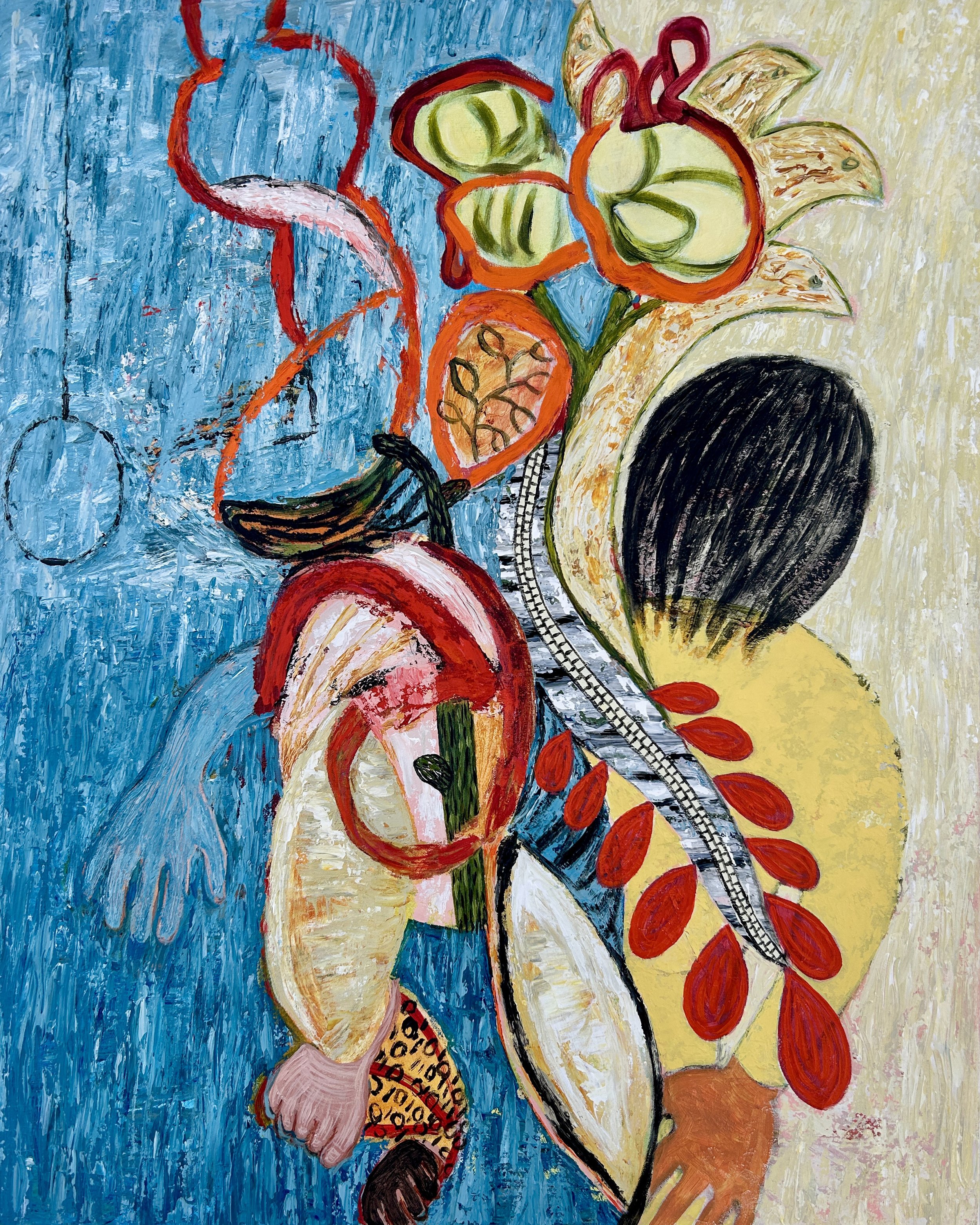 "Both Sides/ Escape" acrylic, pumice and molding paste on canvas, 30" x 24"