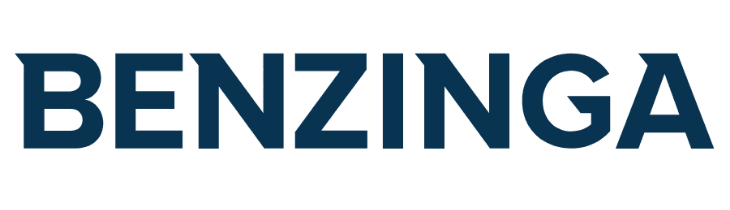Logo con la palabra 'BENZINGA' en letras mayúsculas de color azul oscuro