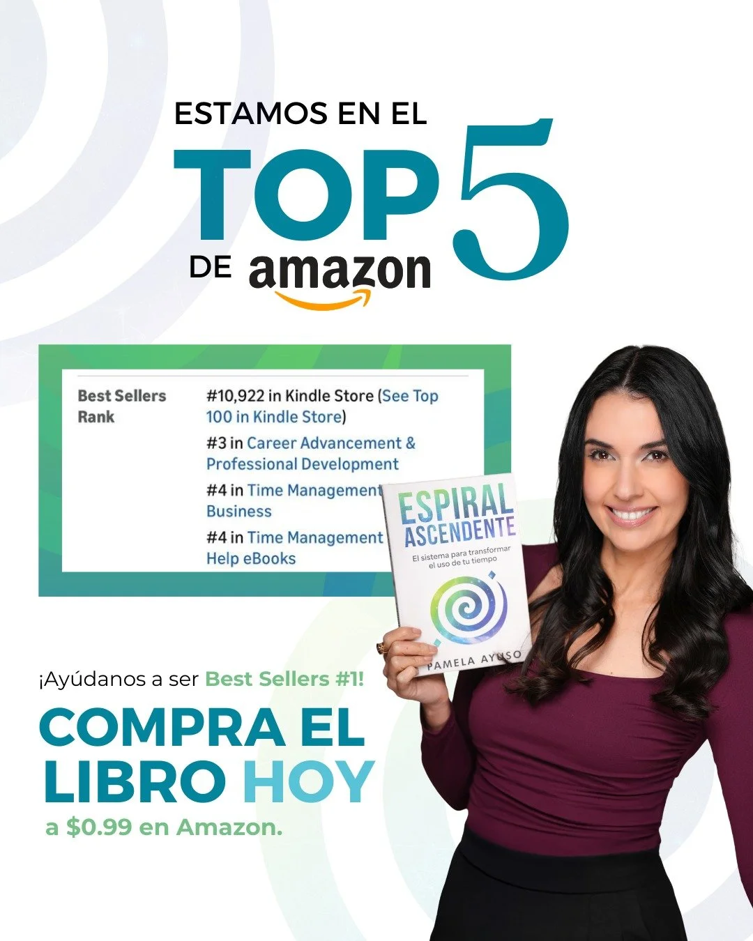 &iexcl;Qu&eacute; emoci&oacute;n! ✨
Estamos en el TOP 5 de Amazon.

Gracias por su apoyo.
Si a&uacute;n no lo tienes, Espiral Ascendente est&aacute; a $0.99 hoy 📚 https://a.co/d/01IhhWhJ

&iquest;Vamos por el #1?