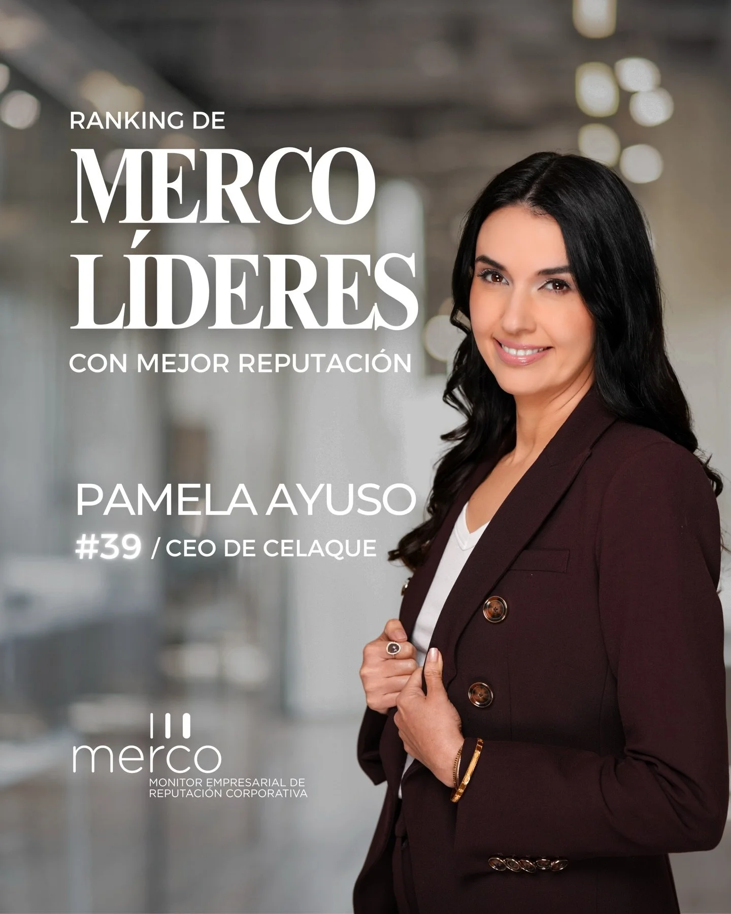 Agradecida y honrada por aparecer en el Ranking de Mujeres L&iacute;deres con Mejor Reputaci&oacute;n de Merco, en el puesto #39. ✨
Seguimos trabajando para generar impacto real, hoy y siempre. 🤍