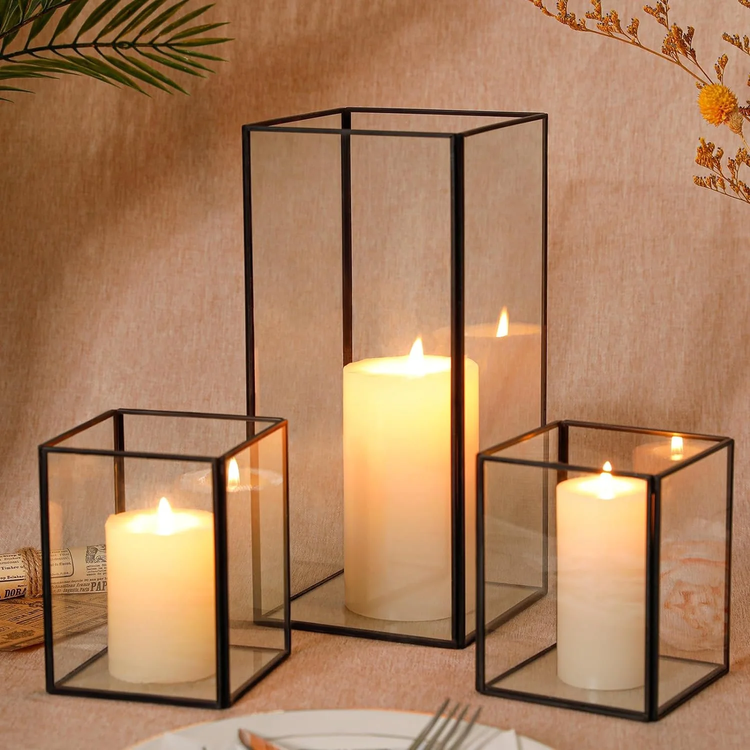 Black Hurricane Holder
(Comes with Led candles)
Add on if you want real candles