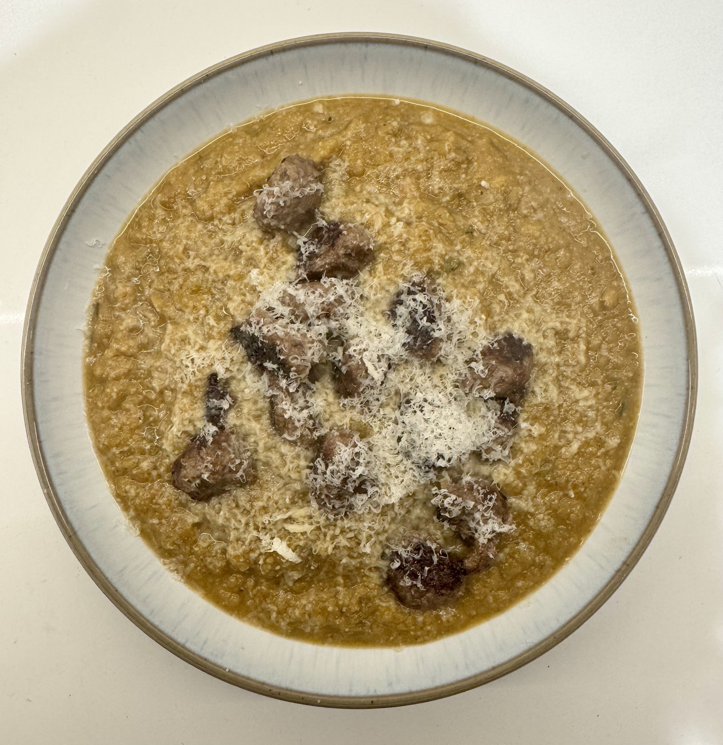 Recipe: Butternut squash, sage &amp; chestnut soup with meatballs &amp; parmesan