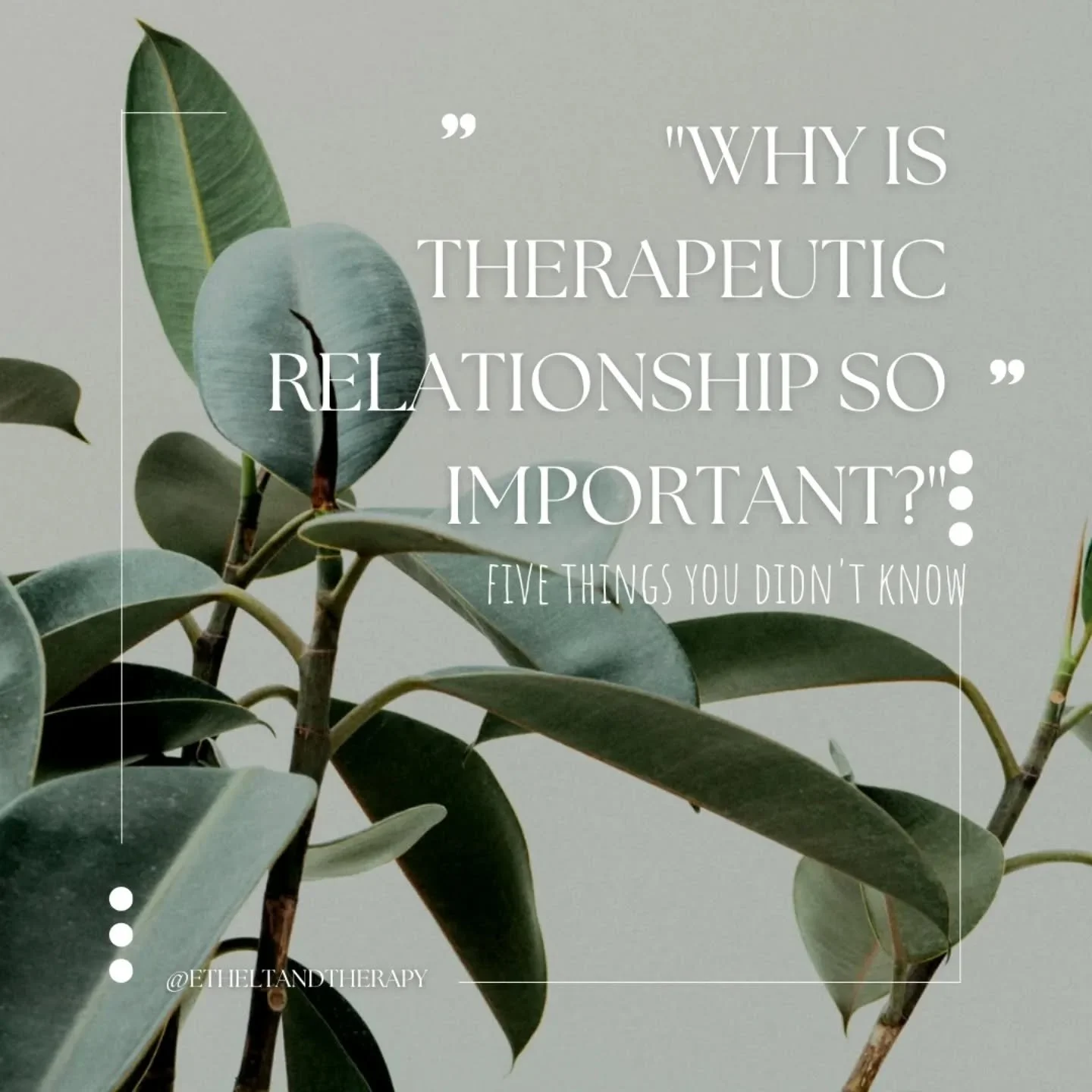 ✨️ &quot; WHY IS THE THERAPEUTIC RELATIONSHIP SO IMPORTANT?&quot; Five things you didn't know ✨️

Most people think therapy works because of the techniques and interventions used, but that&rsquo;s only part of the story.

The relationship between the