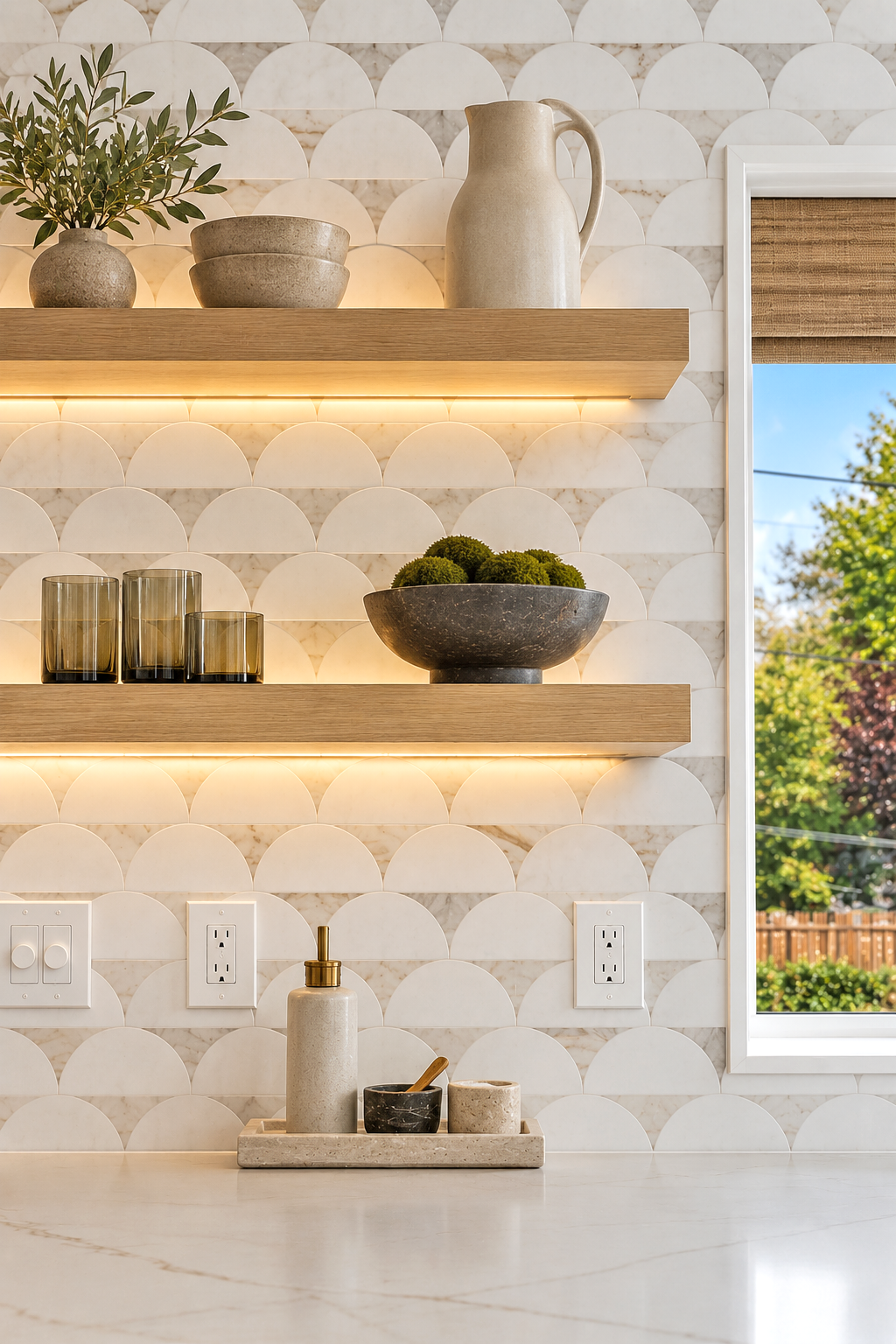 Warm Minimalist Kitchen Shelves and Scallop Tile.png