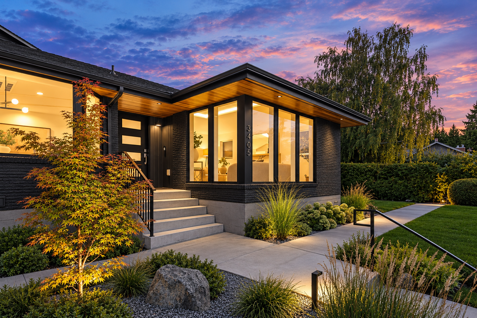 Twilight Modern Home with Glowing Entry.png