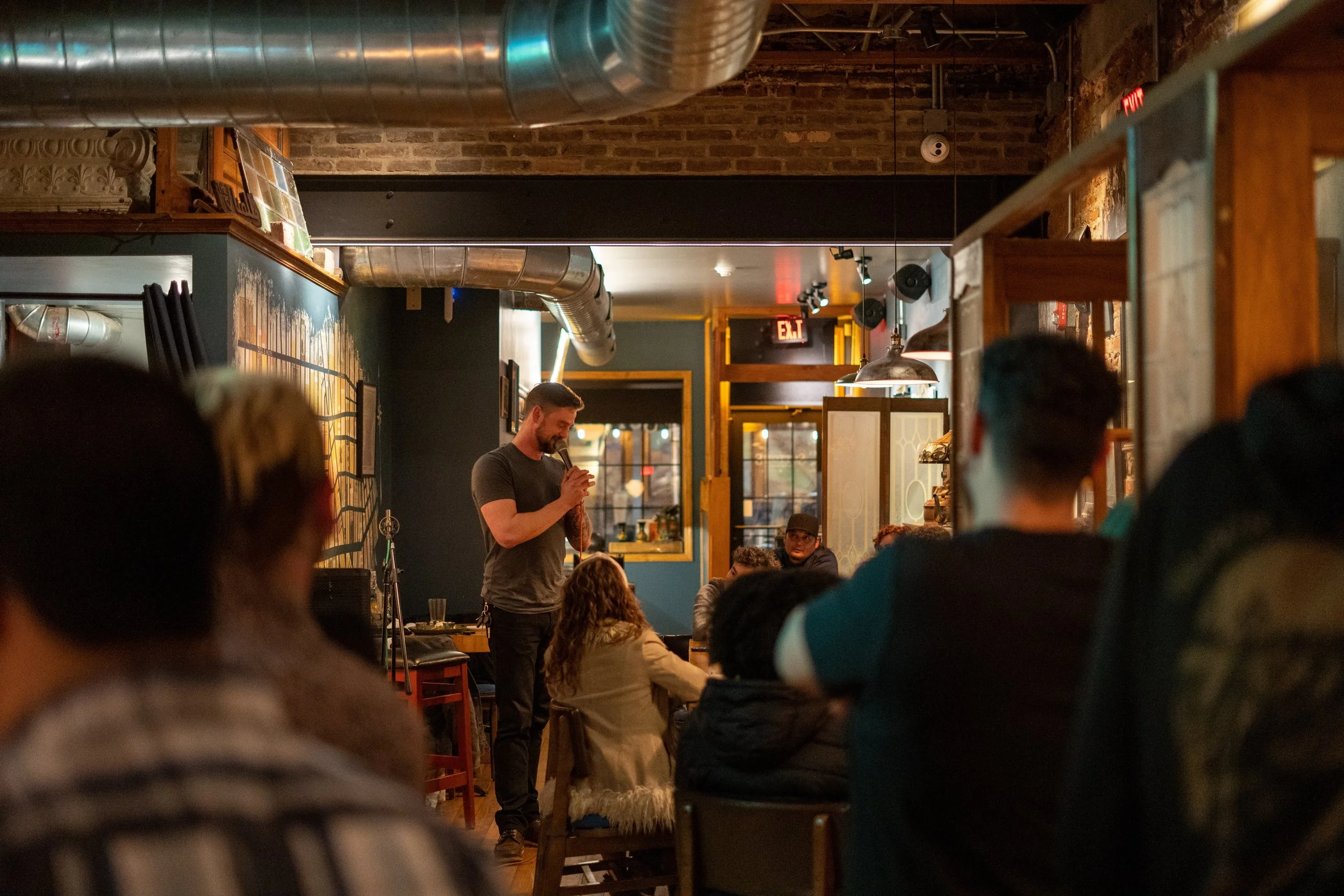 People enjoying live comedy in Philly