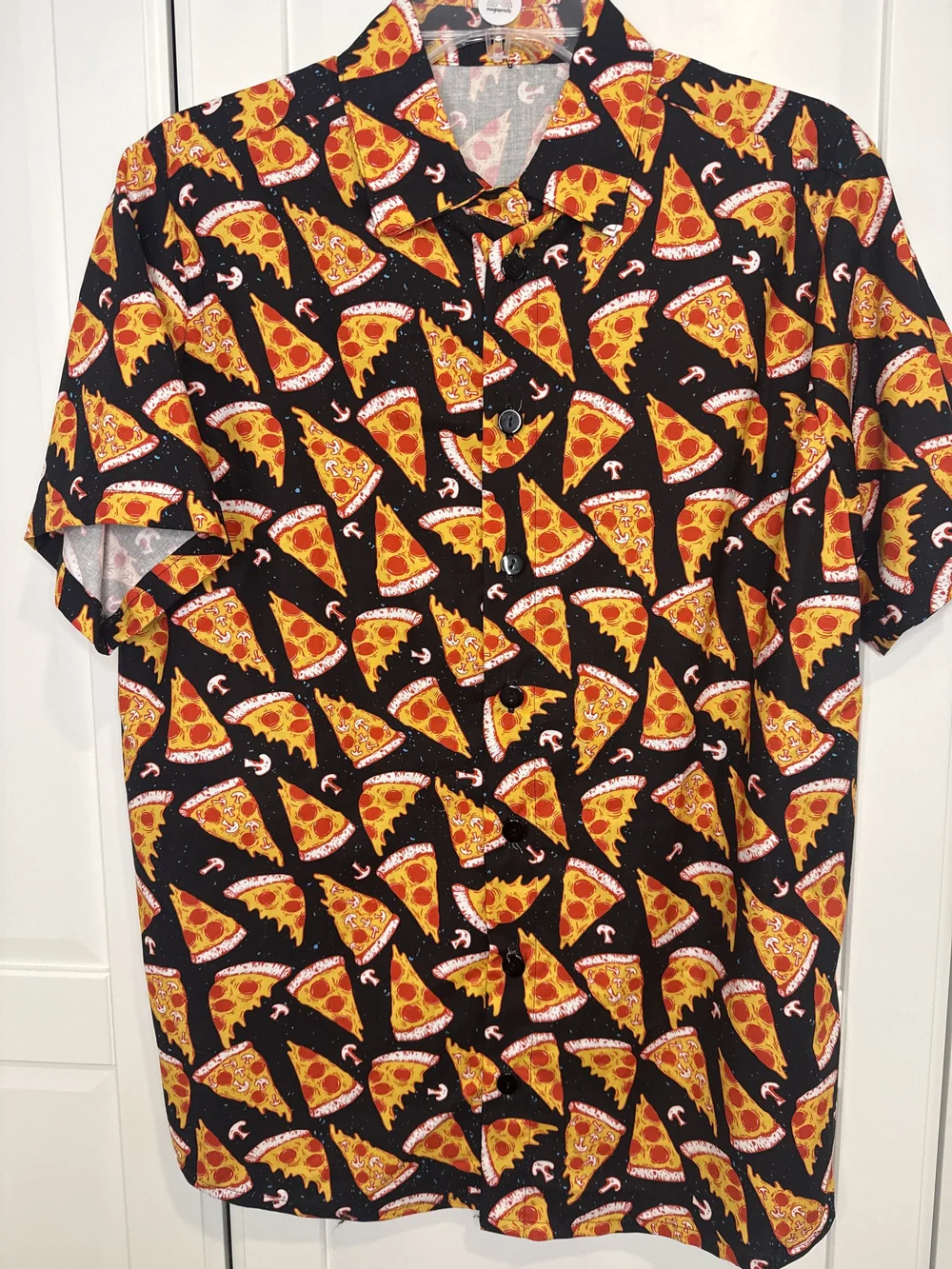 pizza dress shirt Delicious White Pizza The Background Color Men's Golf Hawaiian Shirts Button Down Shirt 2XL