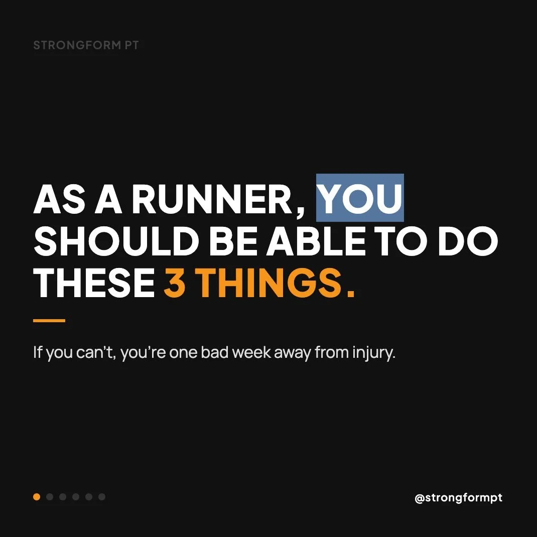 You can run 50 miles a week and still fail all 3 of these.

I check these 3 things with every runner I work with. Most fail at least one. Some fail all three.

Swipe through and be honest with yourself.

Save this. Share it with a runner who needs to