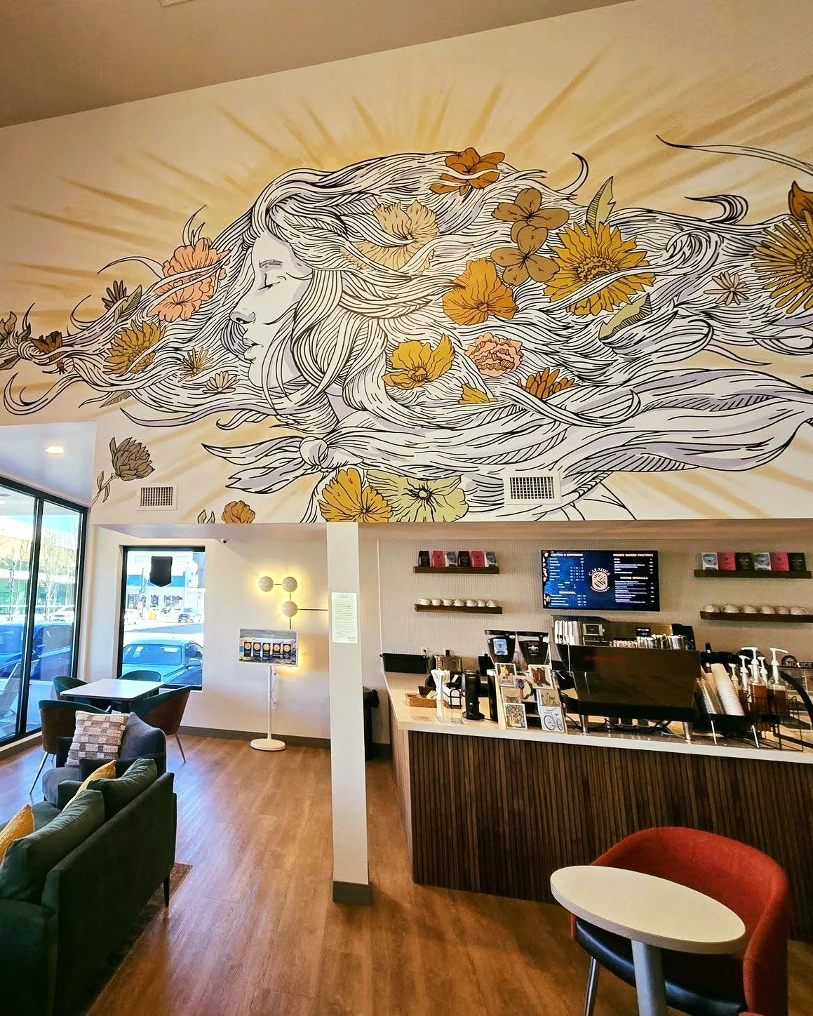 A place to pause &mdash; and maybe WIN A STAY in the Gorge.

The hand painted mural inside the lobby, titled &ldquo;Passage,&rdquo; honors the countless women who traveled the Oregon Trail. 
Guests and locals are invited to relax in the lobby, enjoy 