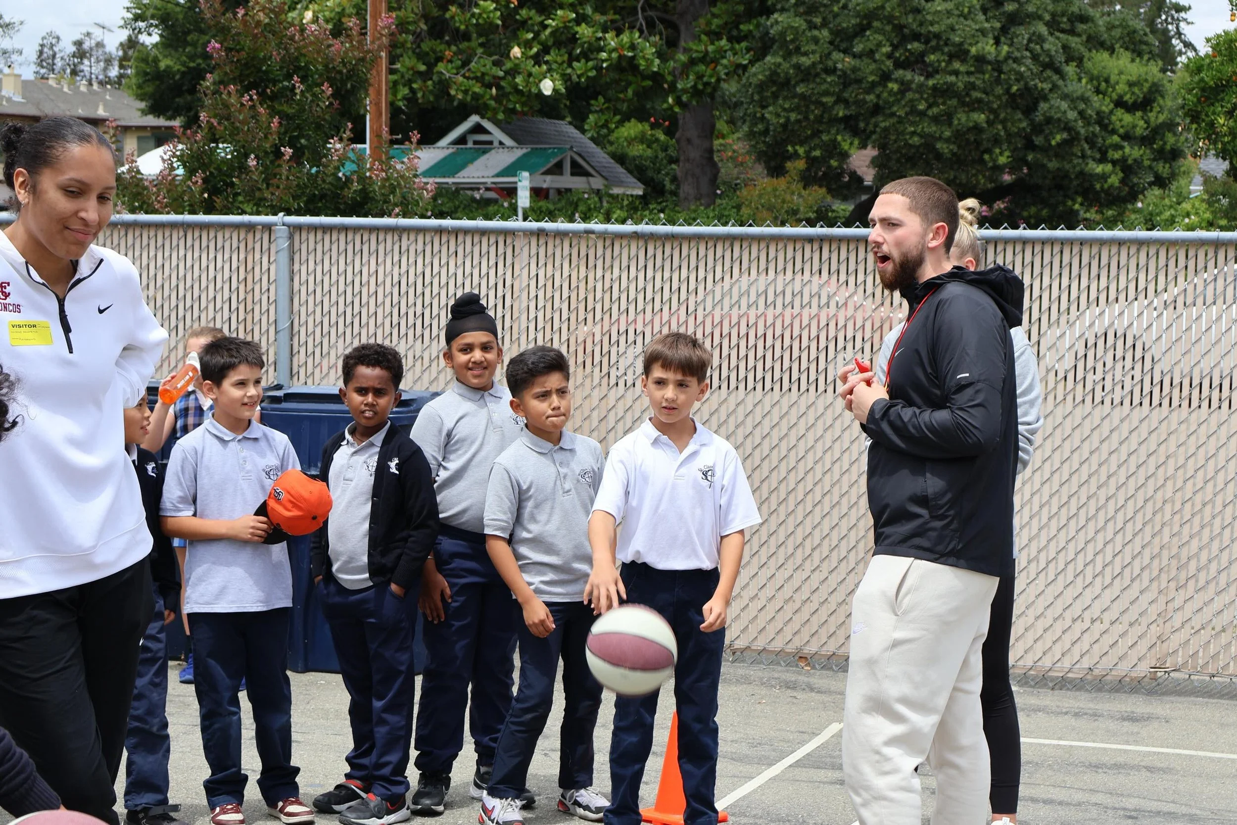 We often have Santa Clara University students helping our students in the classroom, but this time-they met us on the court! 

Last week, SCU&rsquo;s women&rsquo;s basketball team hosted a clinic for our 3rd, 4th, and 5th grade classes. 

In a compet