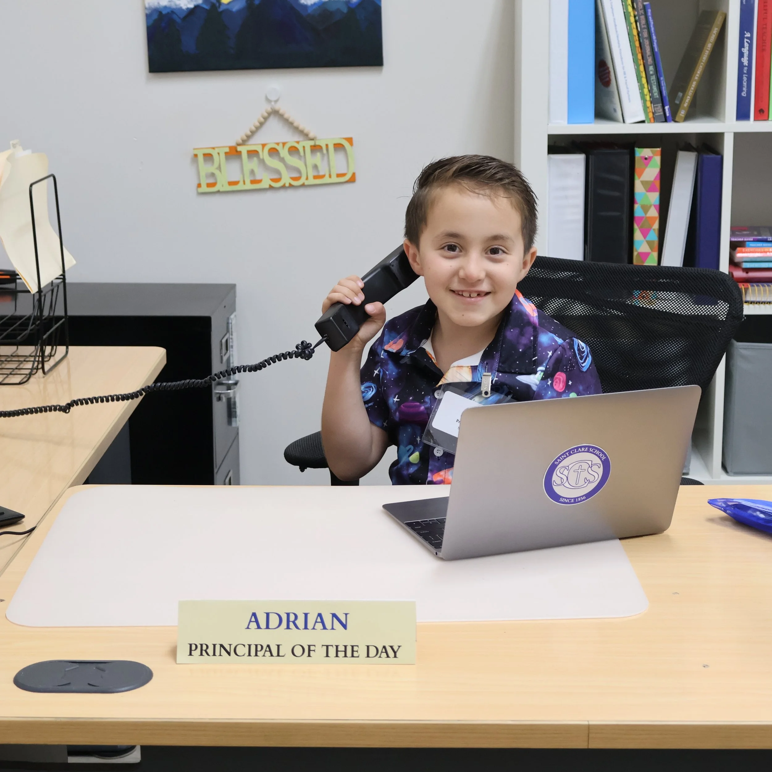 Yesterday, our school had an important change in staff&mdash;3rd Grader Adrian was Principal of the Day!

From kicking off Morning Assembly to making announcements, Adrian got to engage in some of Dr. Ravizza's favorite daily tasks.

On top of it all