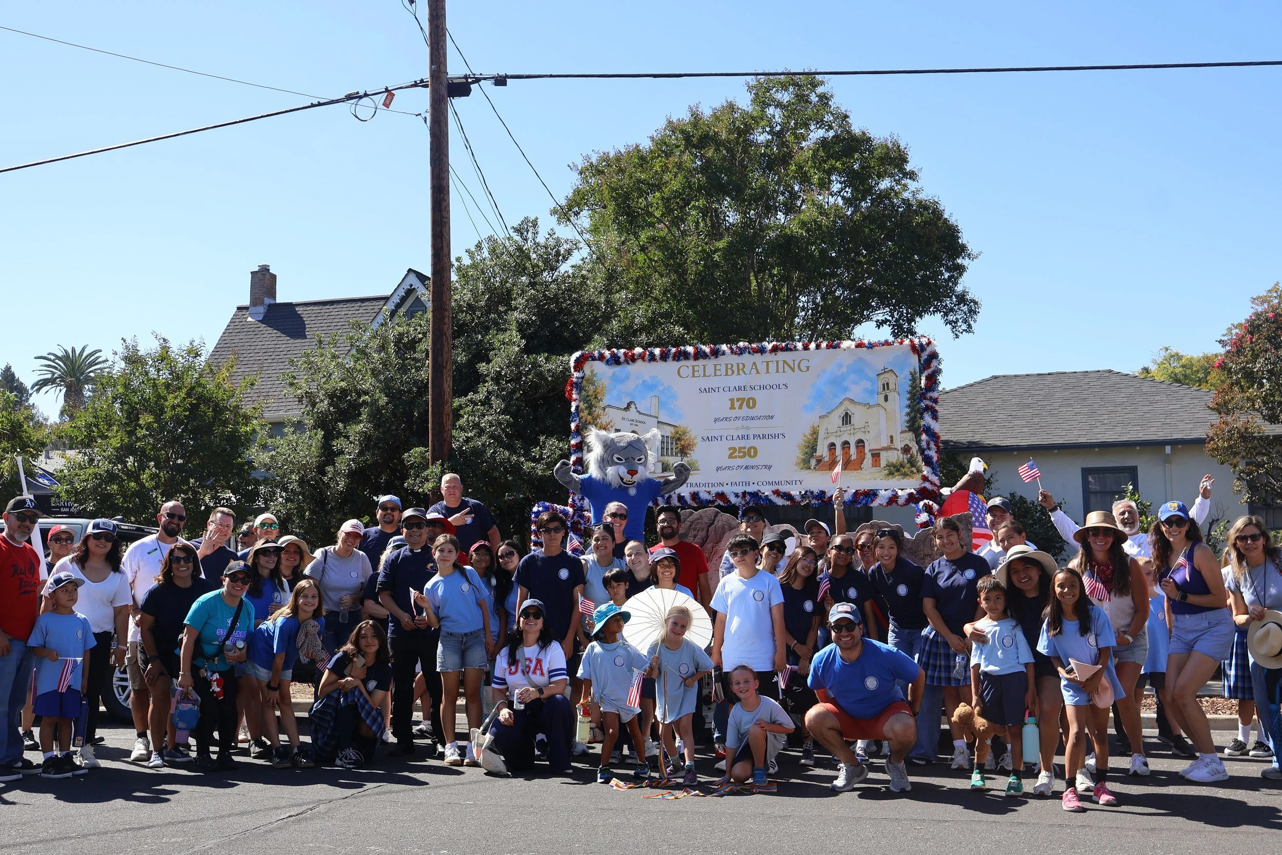 Another year, another float in the parade! 

Our school was grateful to once again participate in Santa Clara's Parade of Champions. 

Per this year's "America 250" theme, our amazing parent volunteers designed and built a float to properly